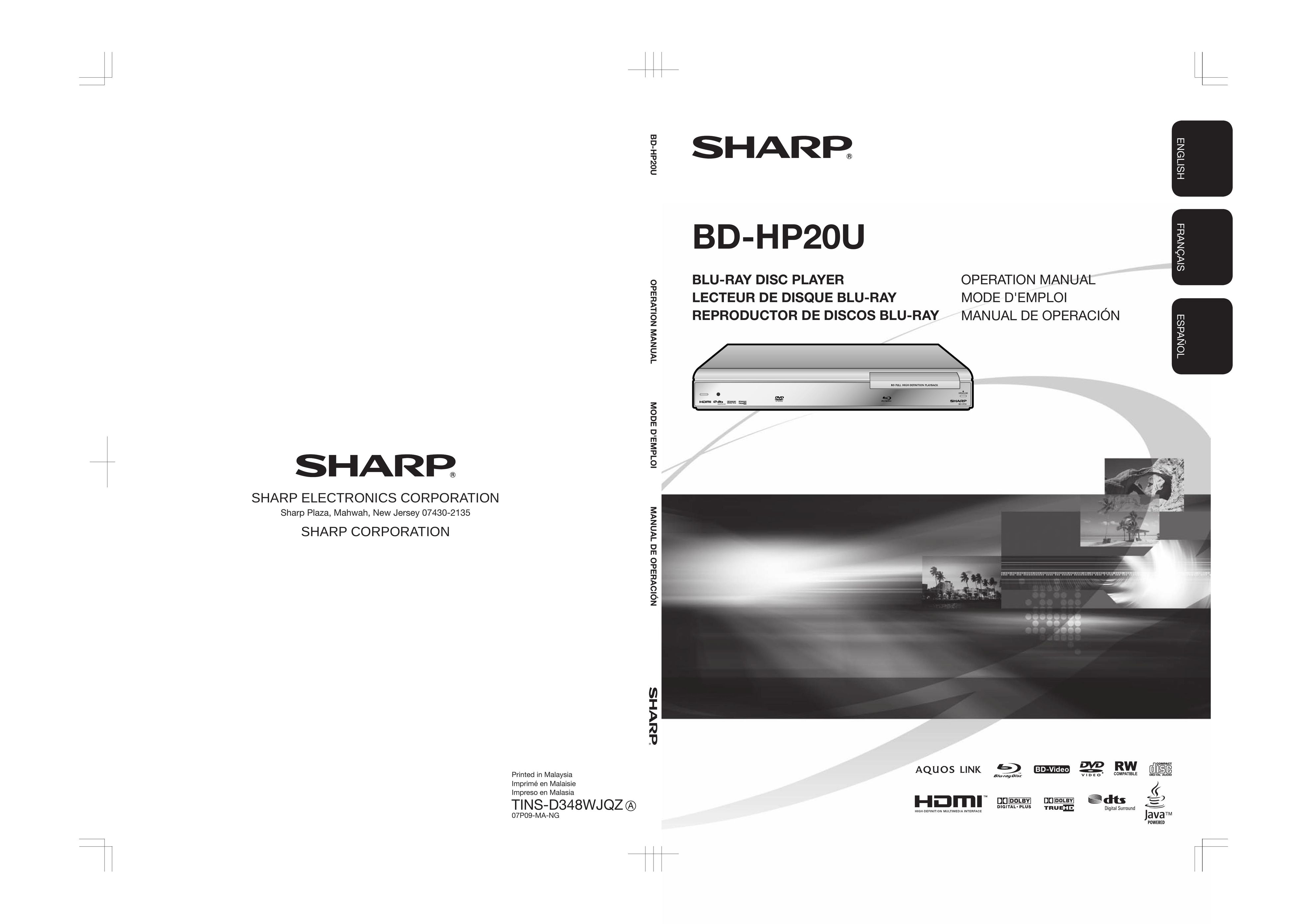 Sharp BD-HP20U CD Player User Manual