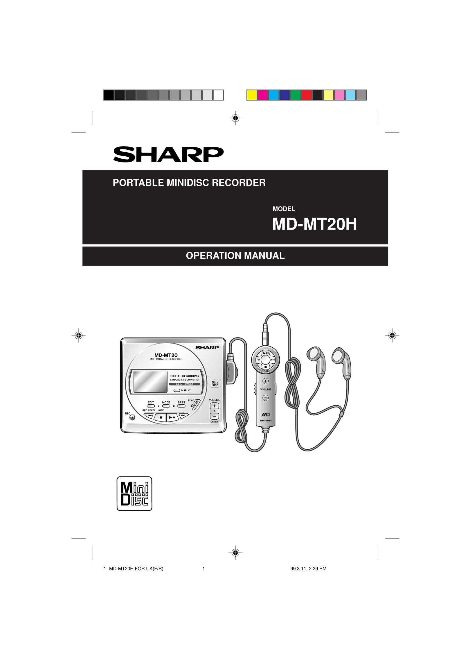 Sharp MD-MT20H CD Player User Manual
