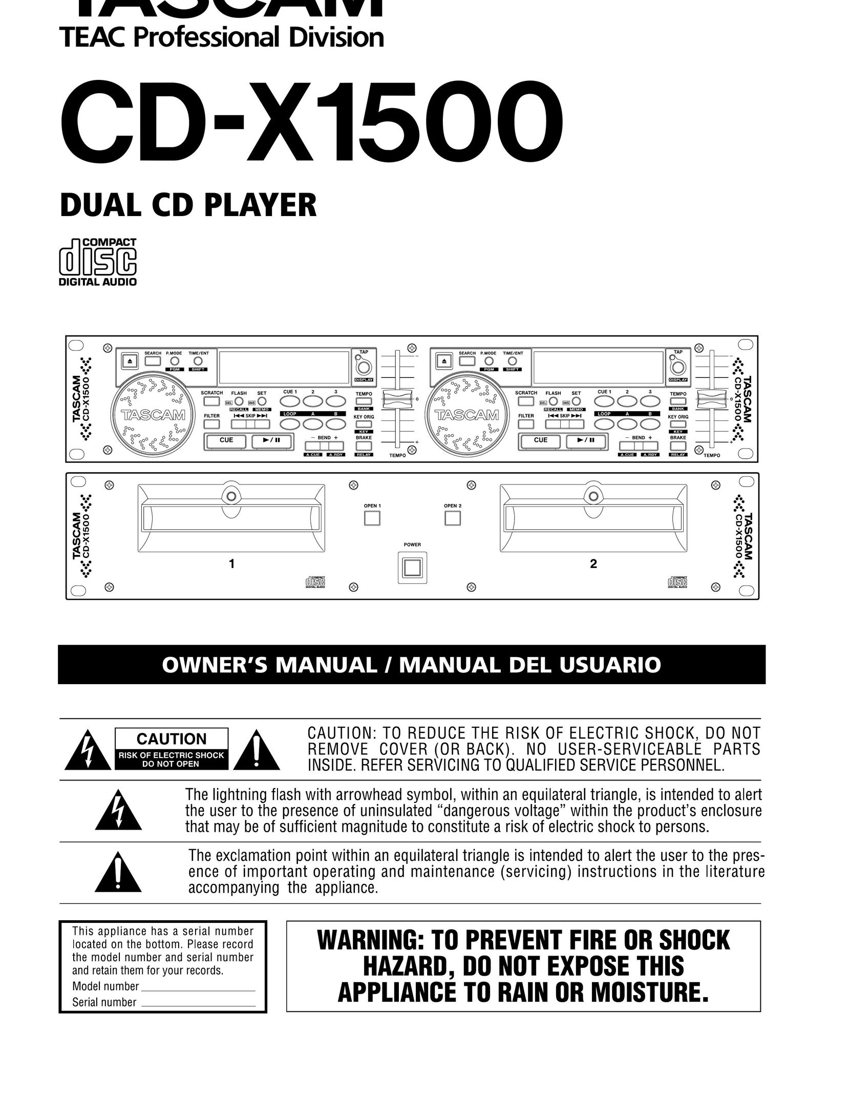 Sony CD-X1500 CD Player User Manual