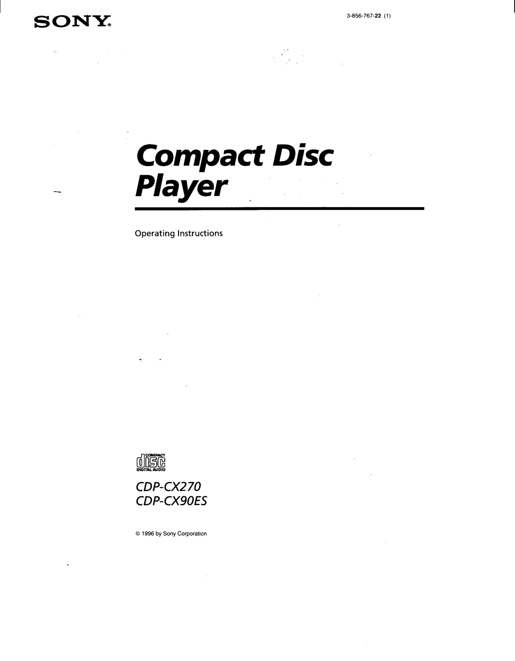 Sony CDP-CX270, CDP-CX90ES CD Player User Manual