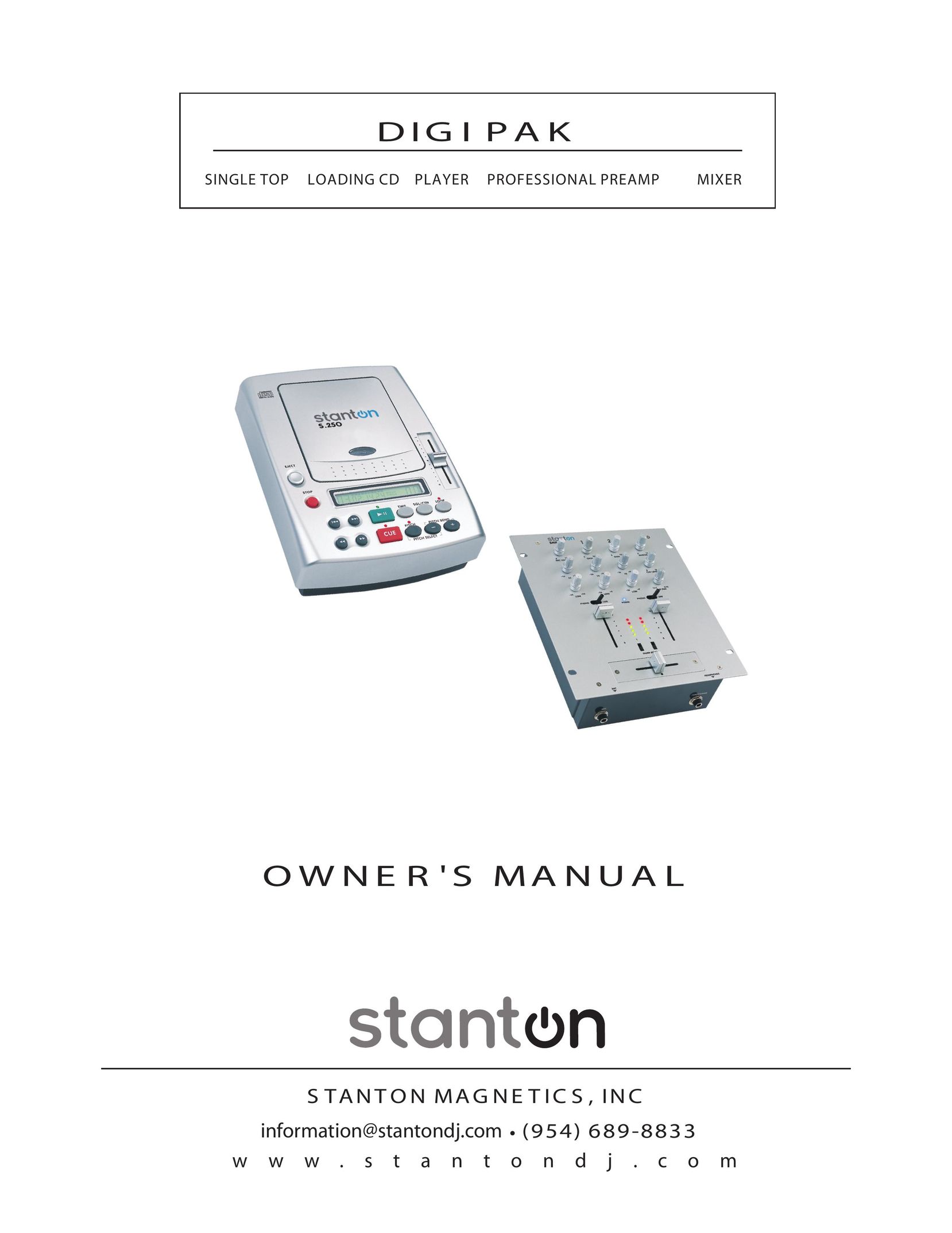 Stanton SINGLE TOP LOADING CD PLAYER PROFESSIONAL PREAMP MIXER CD Player User Manual