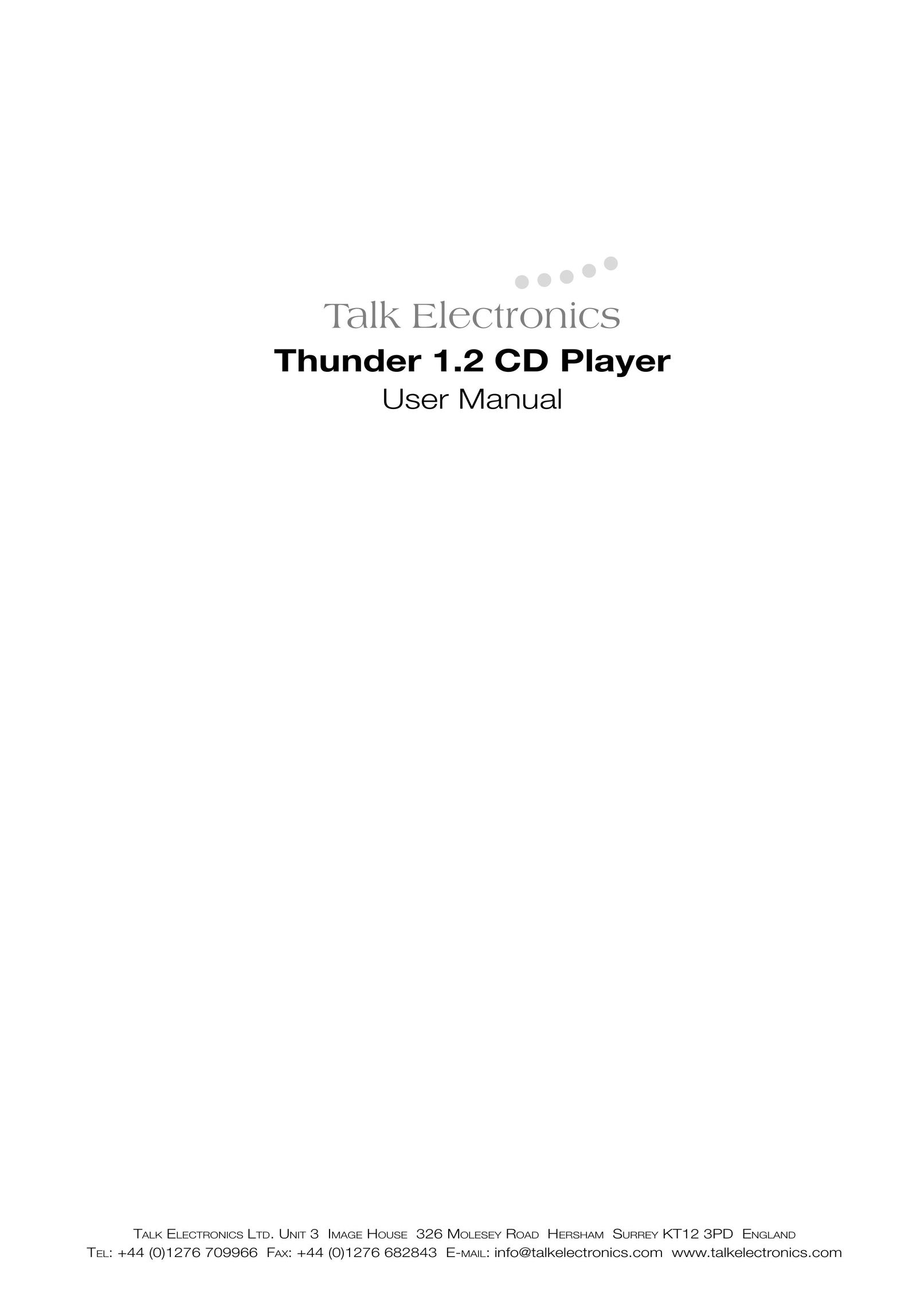Talk electronic Thunder 1.2 CD Player User Manual