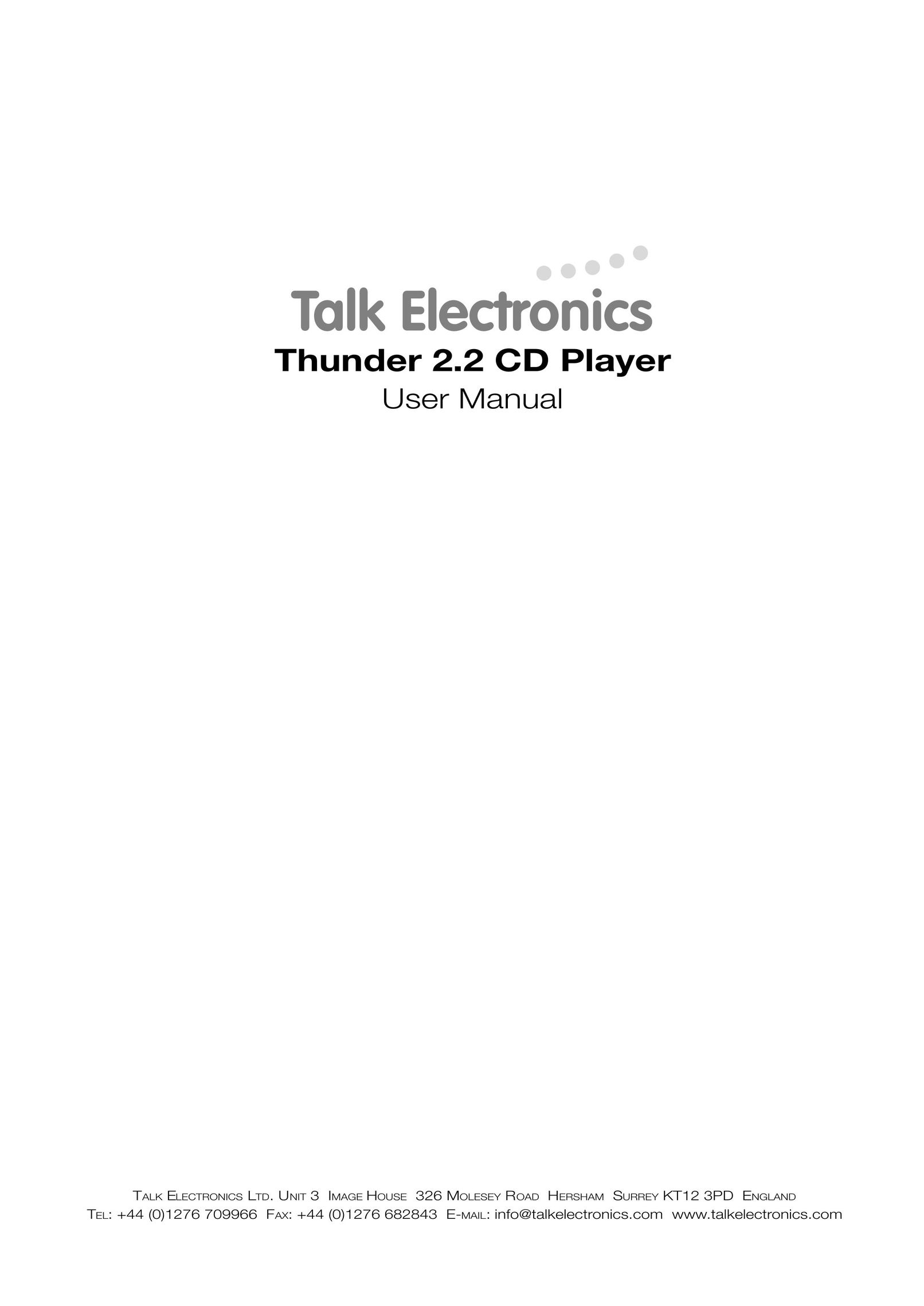 Talk electronic Thunder 2.2 CD Player User Manual