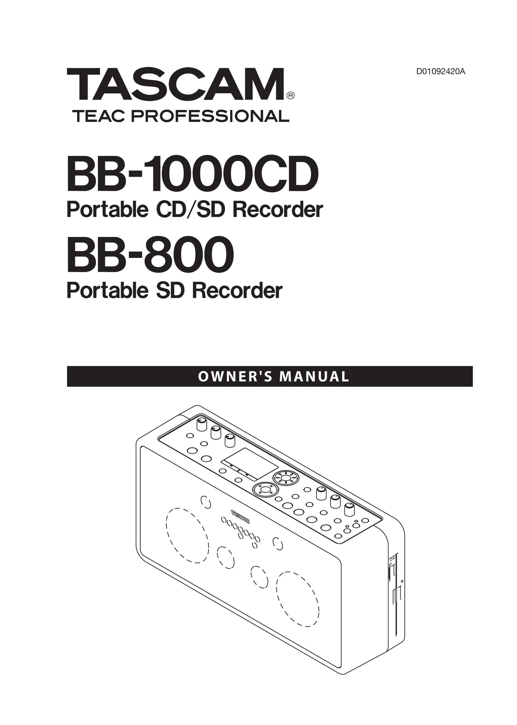 Tascam BB-800 CD Player User Manual