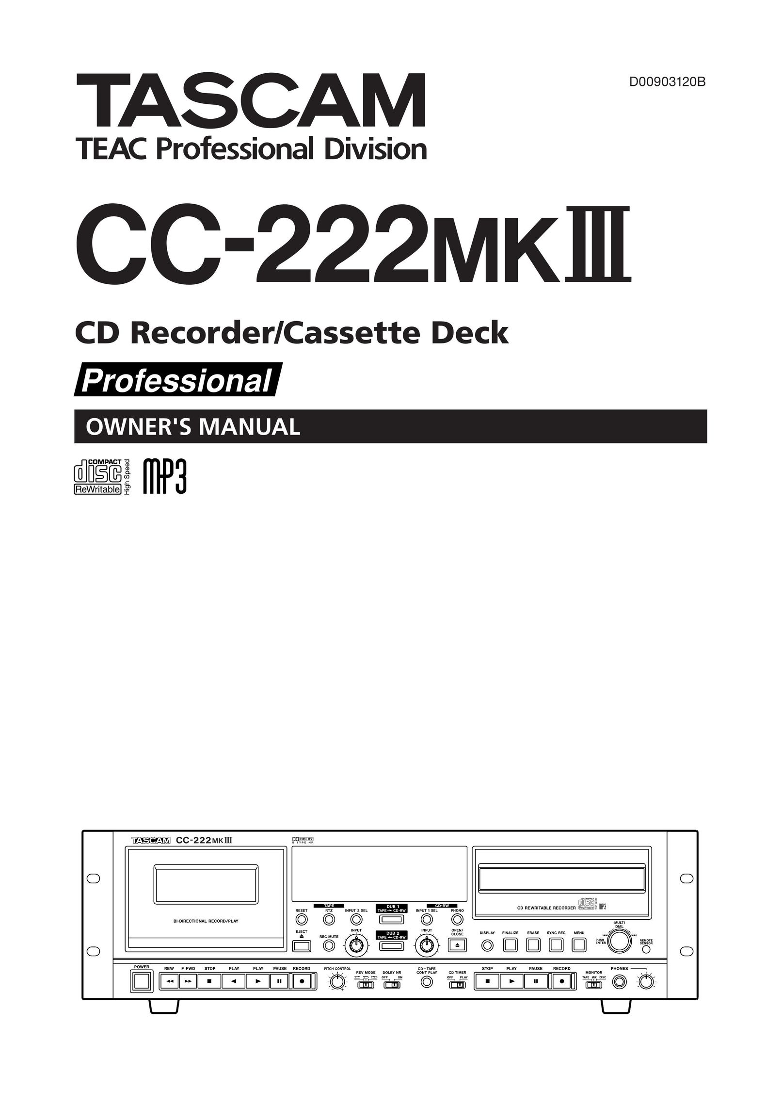 Tascam CC-222MK CD Player User Manual