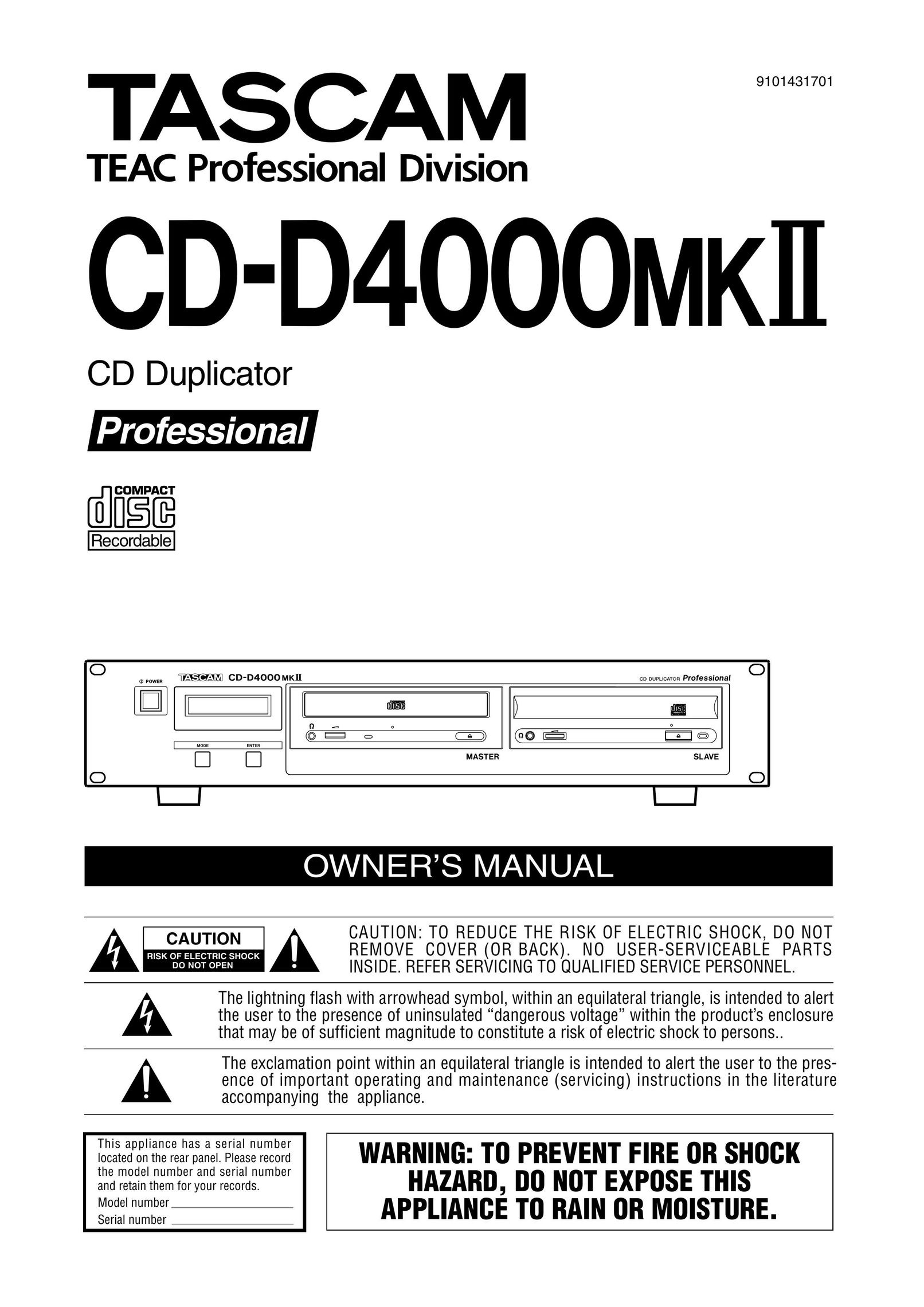 Tascam CD-D4000 MKII CD Player User Manual