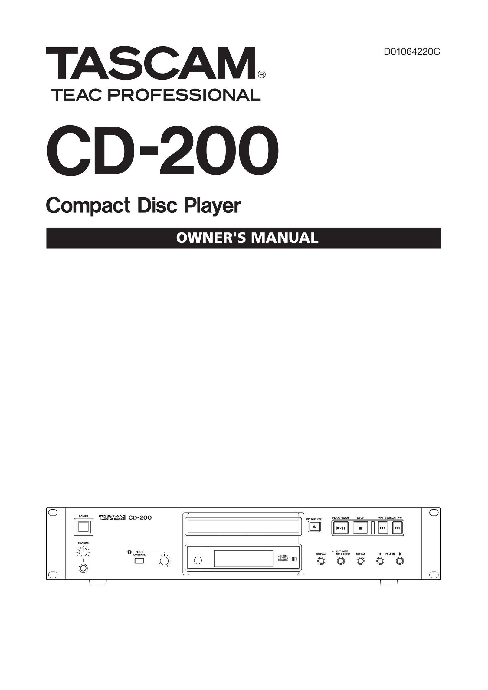Tascam D01064220C CD Player User Manual