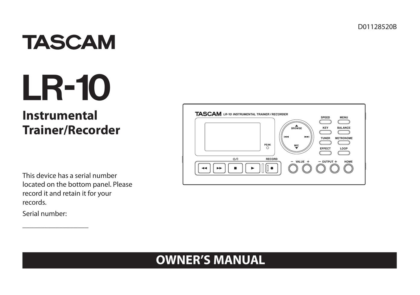 Tascam LR-10 CD Player User Manual