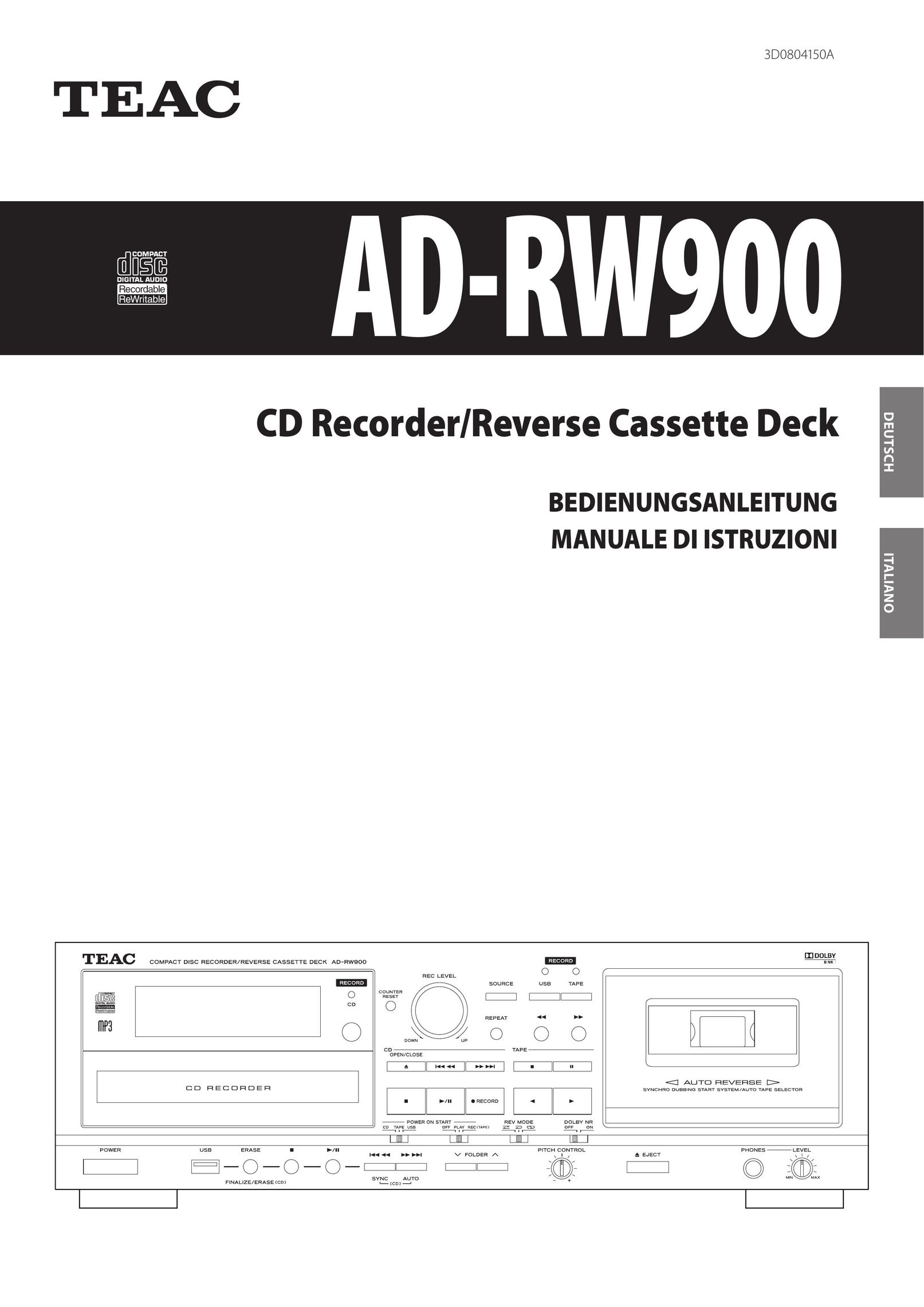 Teac AD-RW900 CD Player User Manual