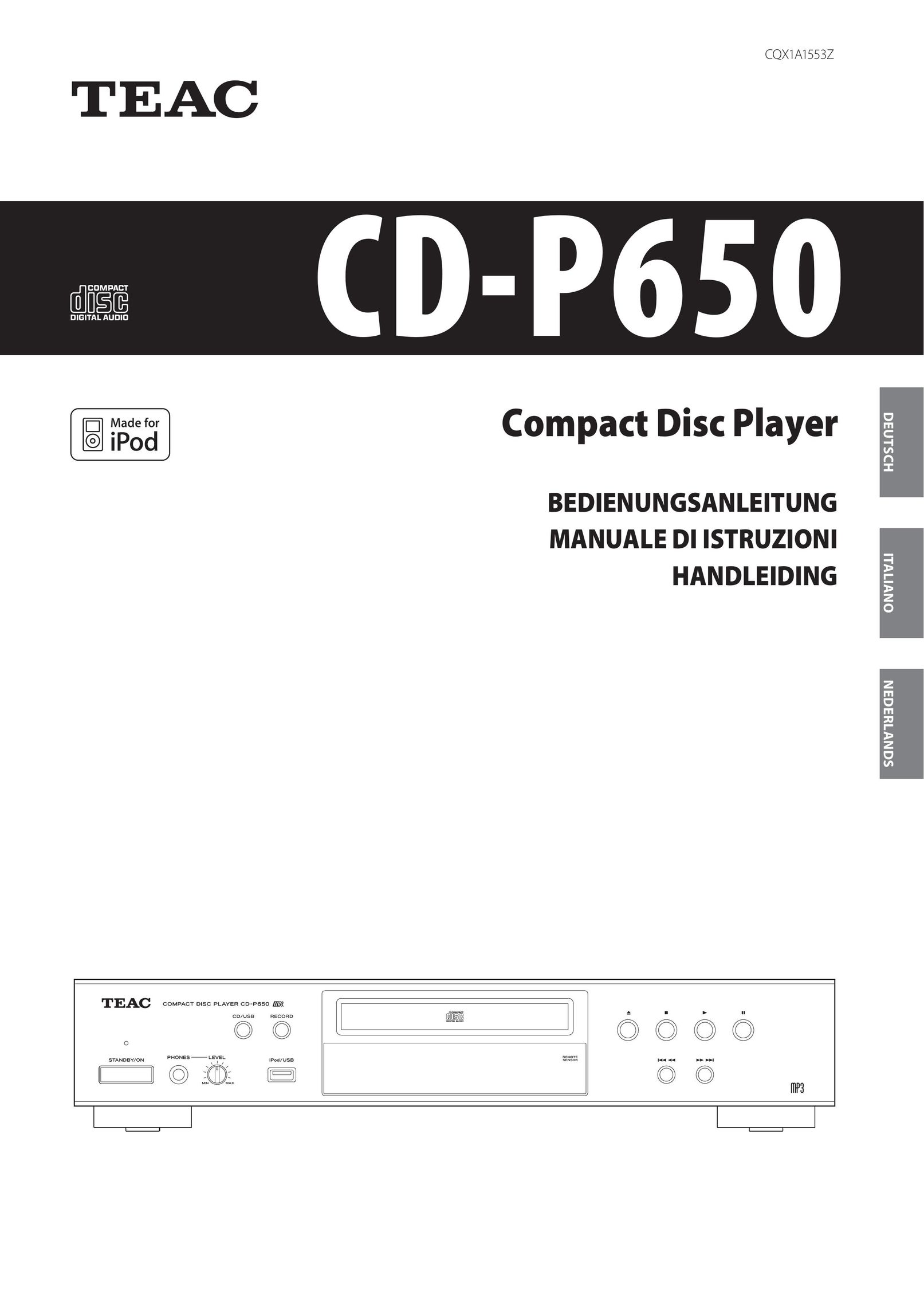 Teac CD-P650 CD Player User Manual