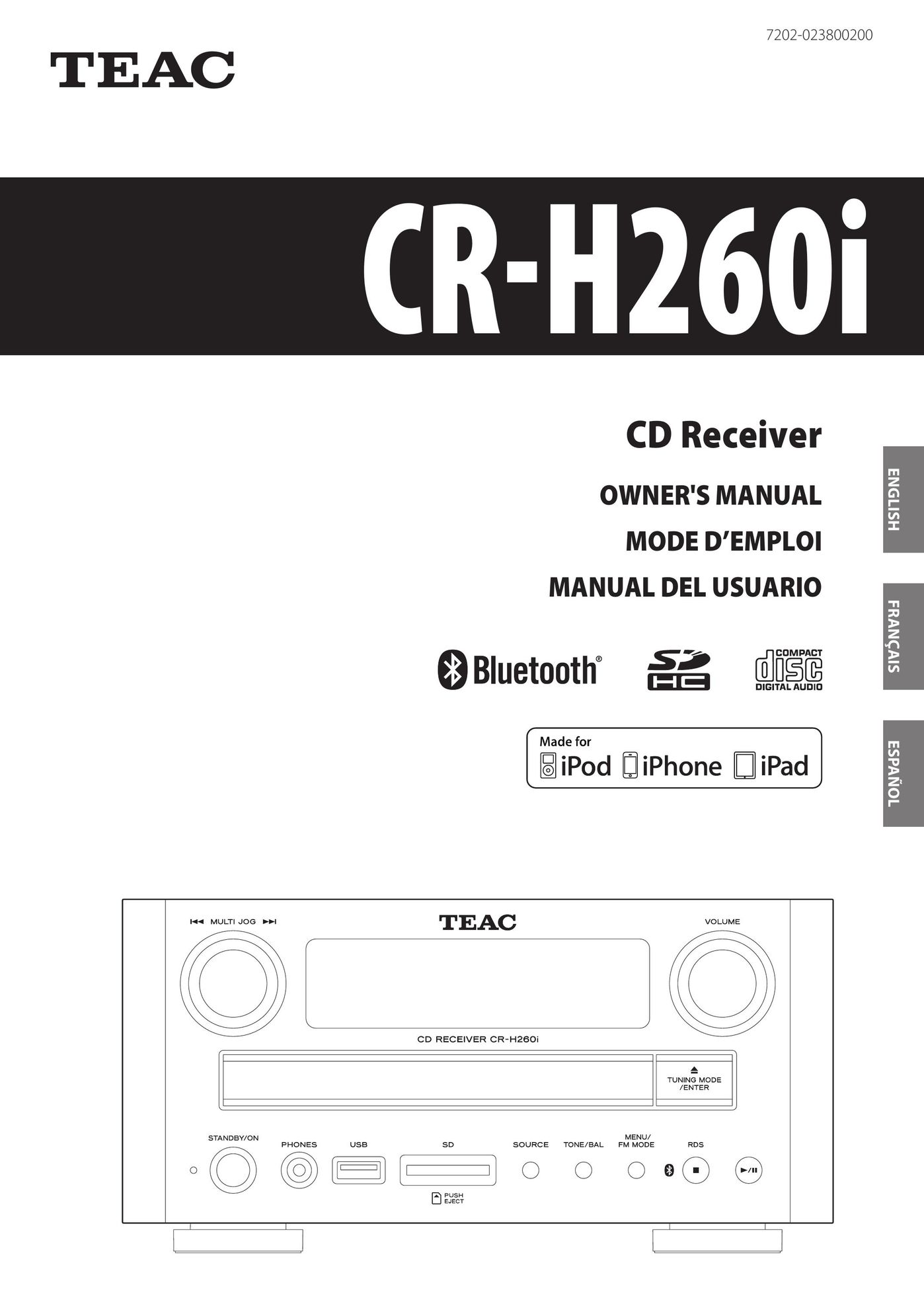 Teac CR-H260I CD Player User Manual