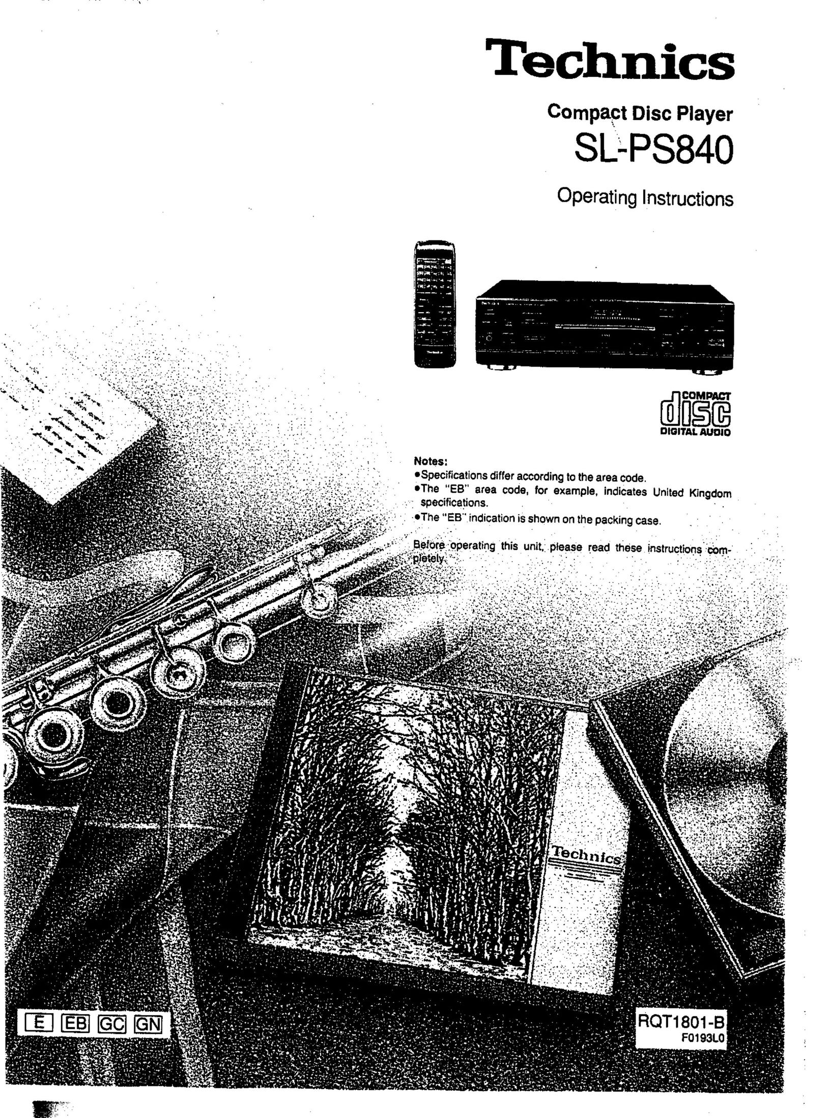 Technics SL-PS840 CD Player User Manual