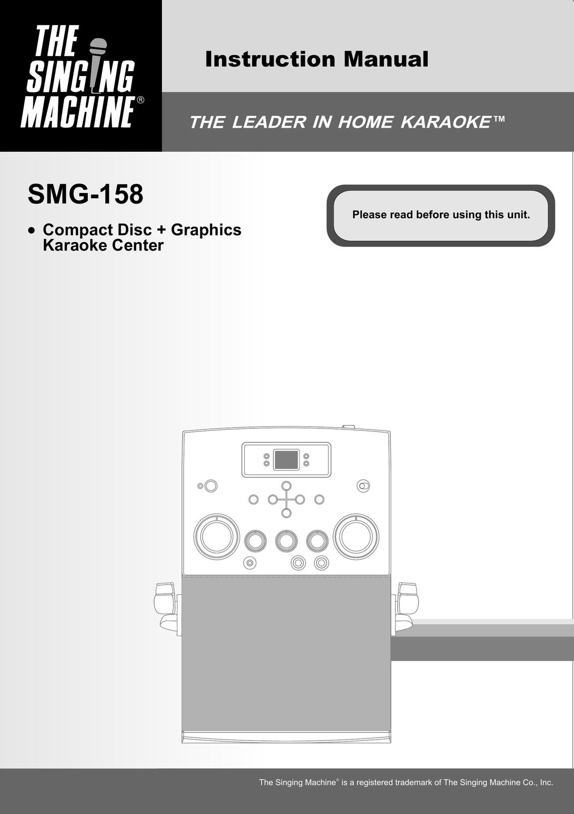 The Singing Machine SMG-158 CD Player User Manual