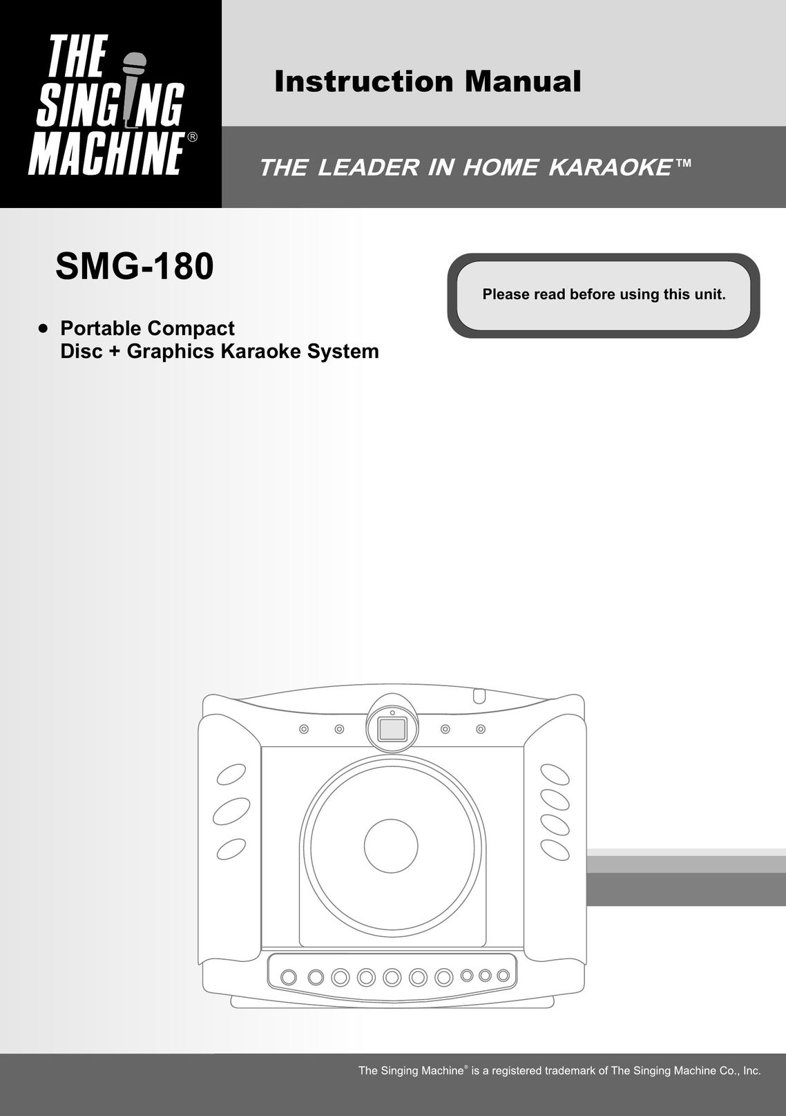 The Singing Machine SMG-180 CD Player User Manual