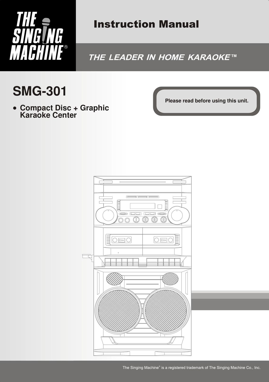 The Singing Machine SMG-301 CD Player User Manual
