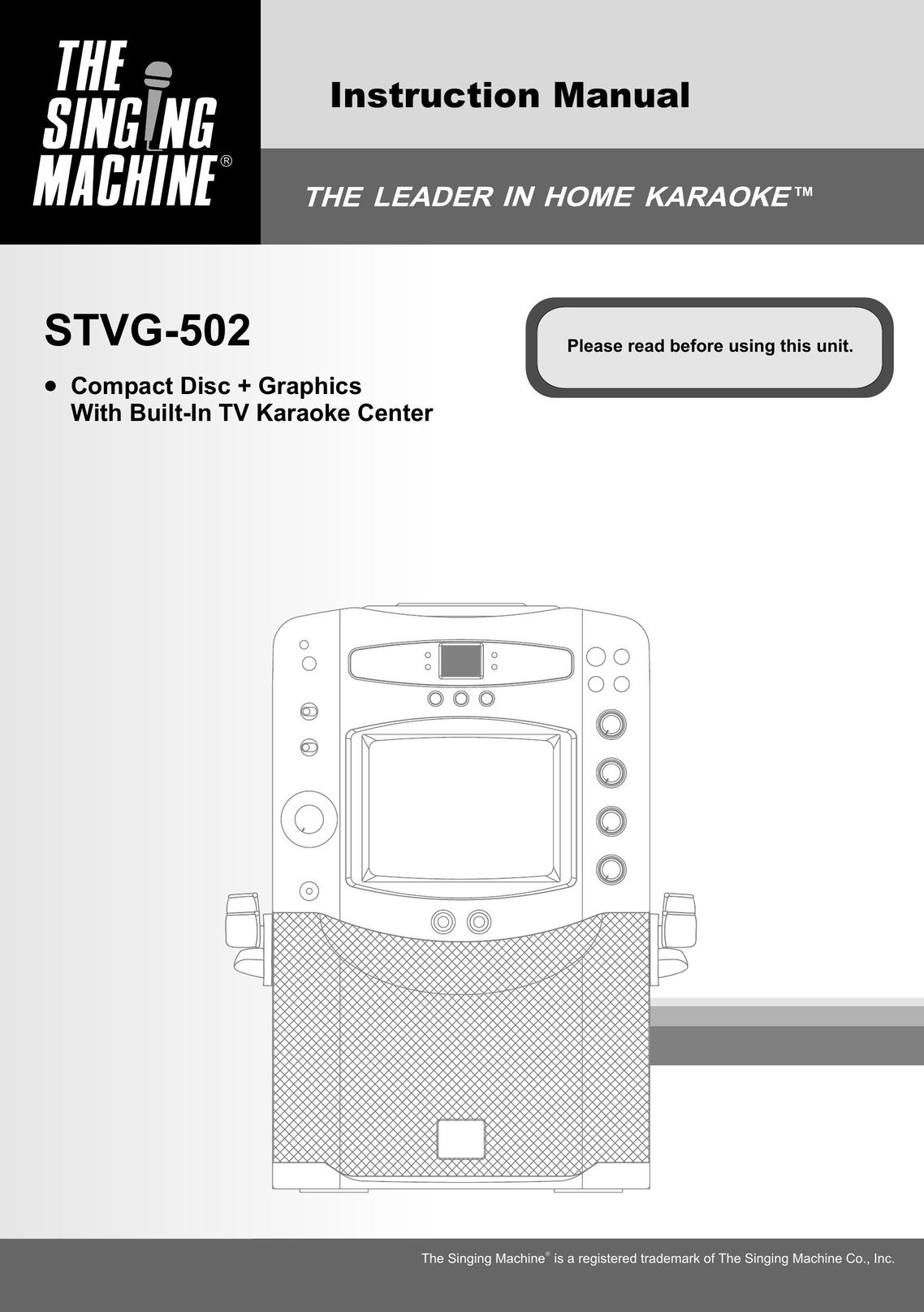 The Singing Machine STVG-502 CD Player User Manual