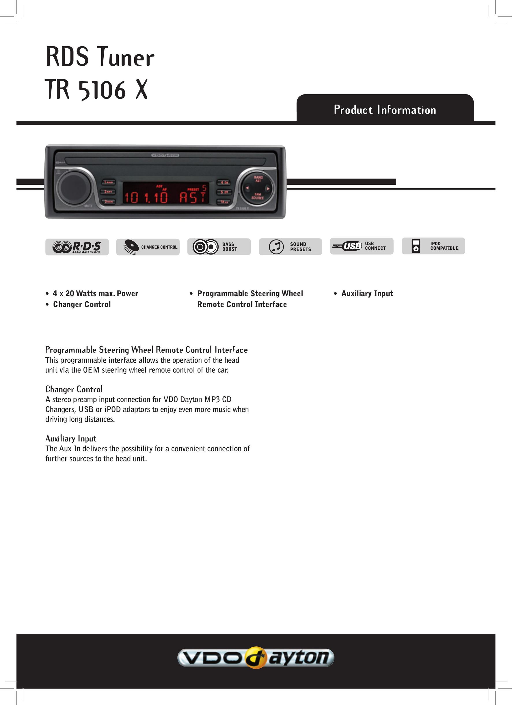 VDO Dayton TR 5106 X CD Player User Manual