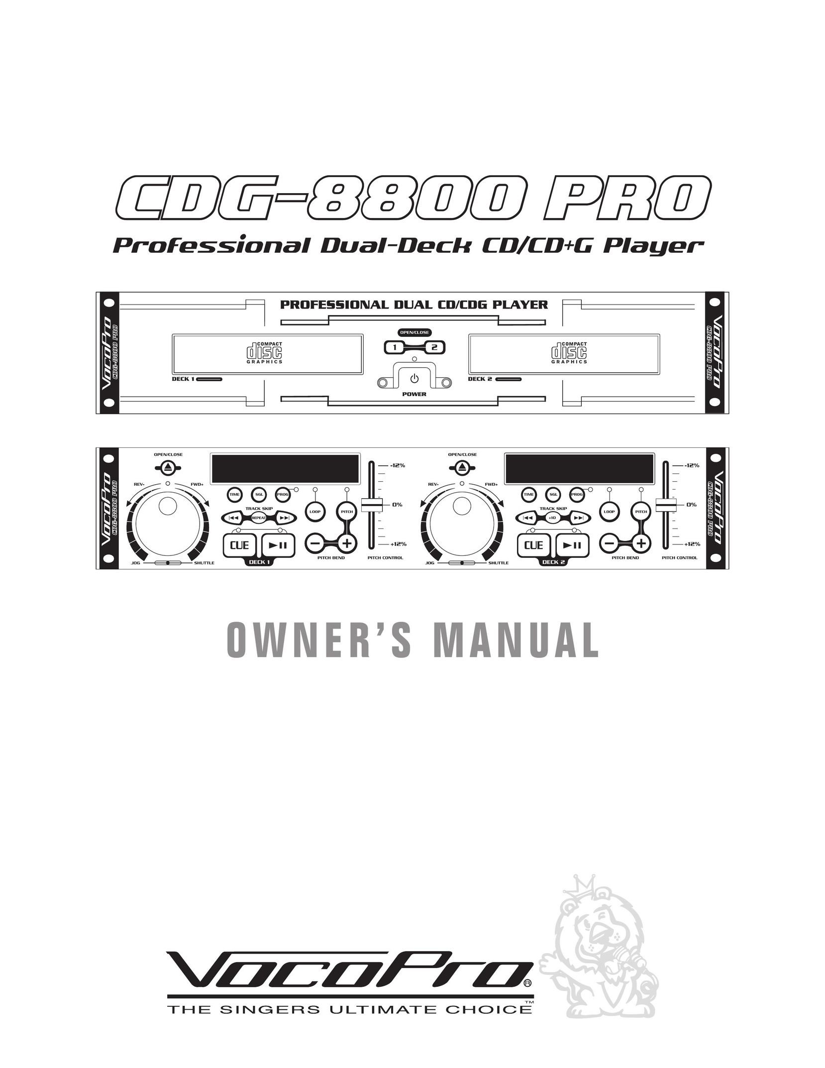 VocoPro CDG-8800PRO CD Player User Manual