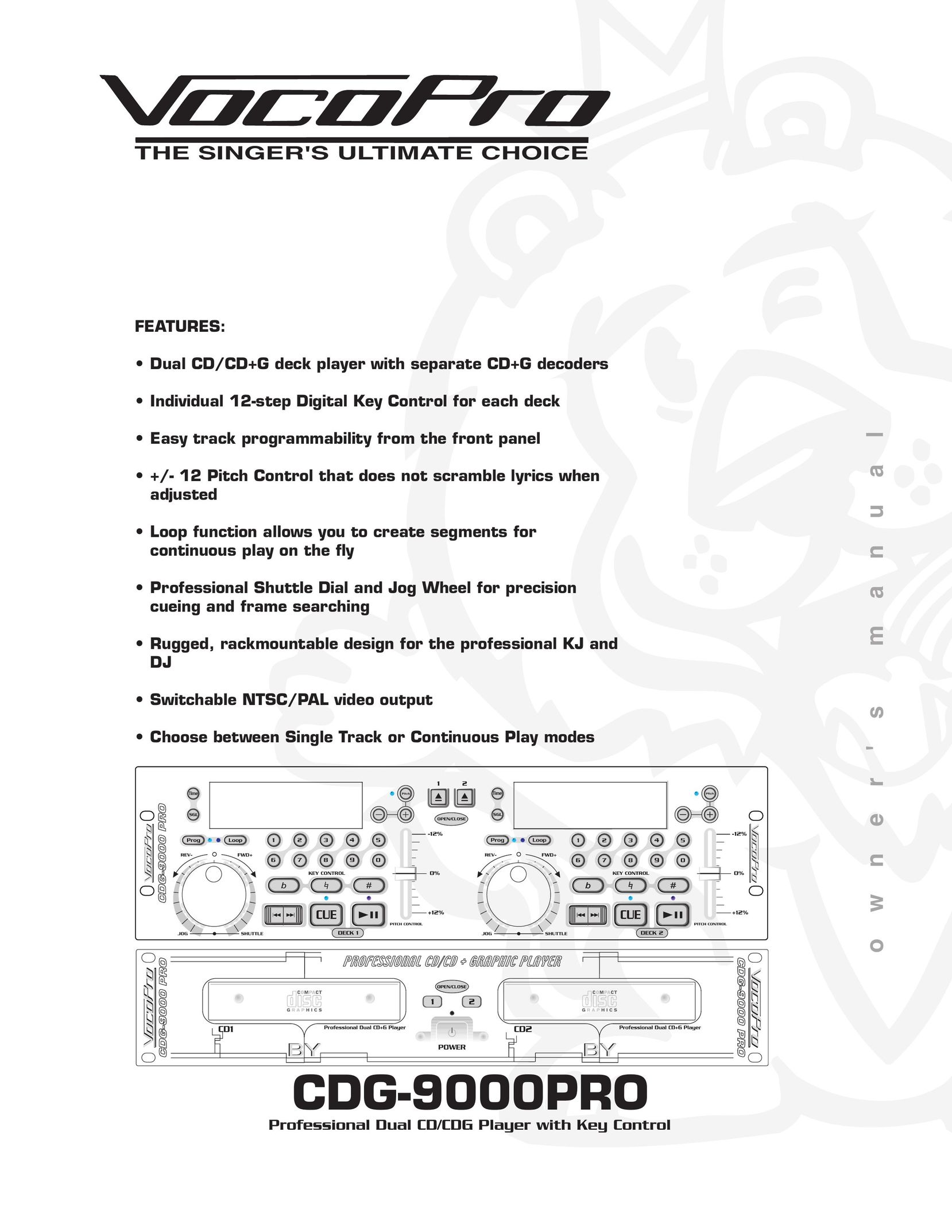 VocoPro CDG-9000 CD Player User Manual