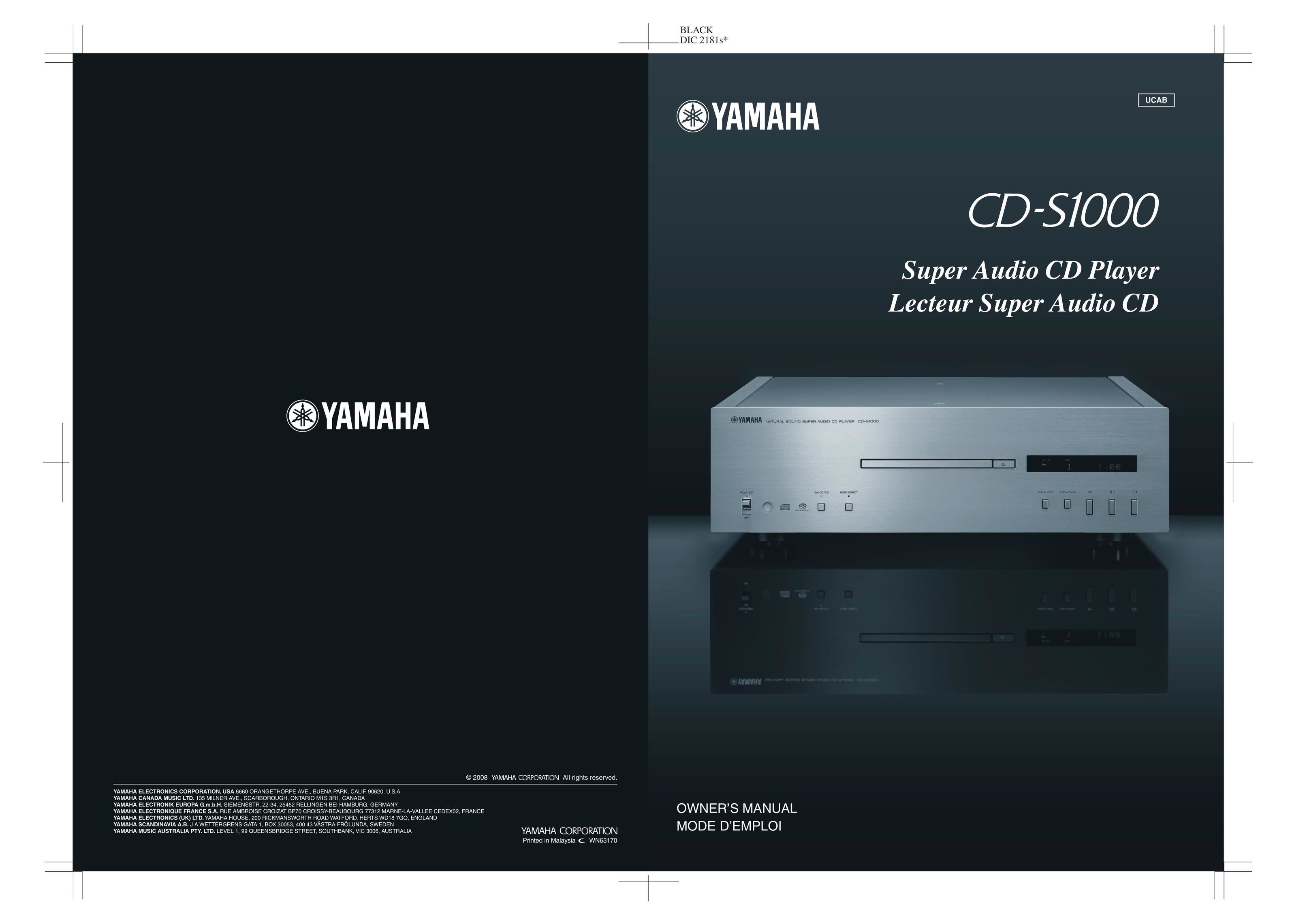 Yamaha CD-S1000 CD Player User Manual