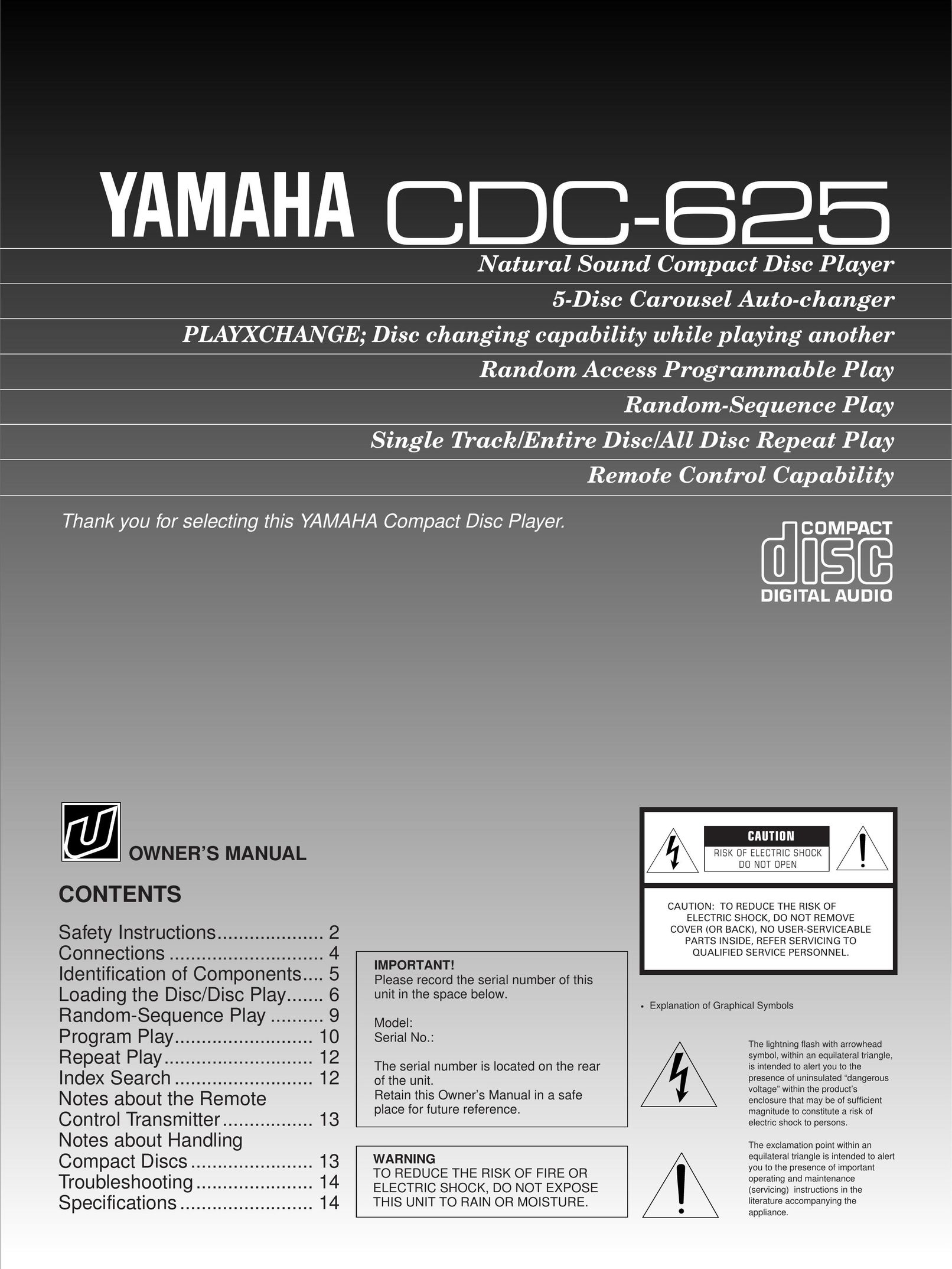 Yamaha CDC-625 CD Player User Manual