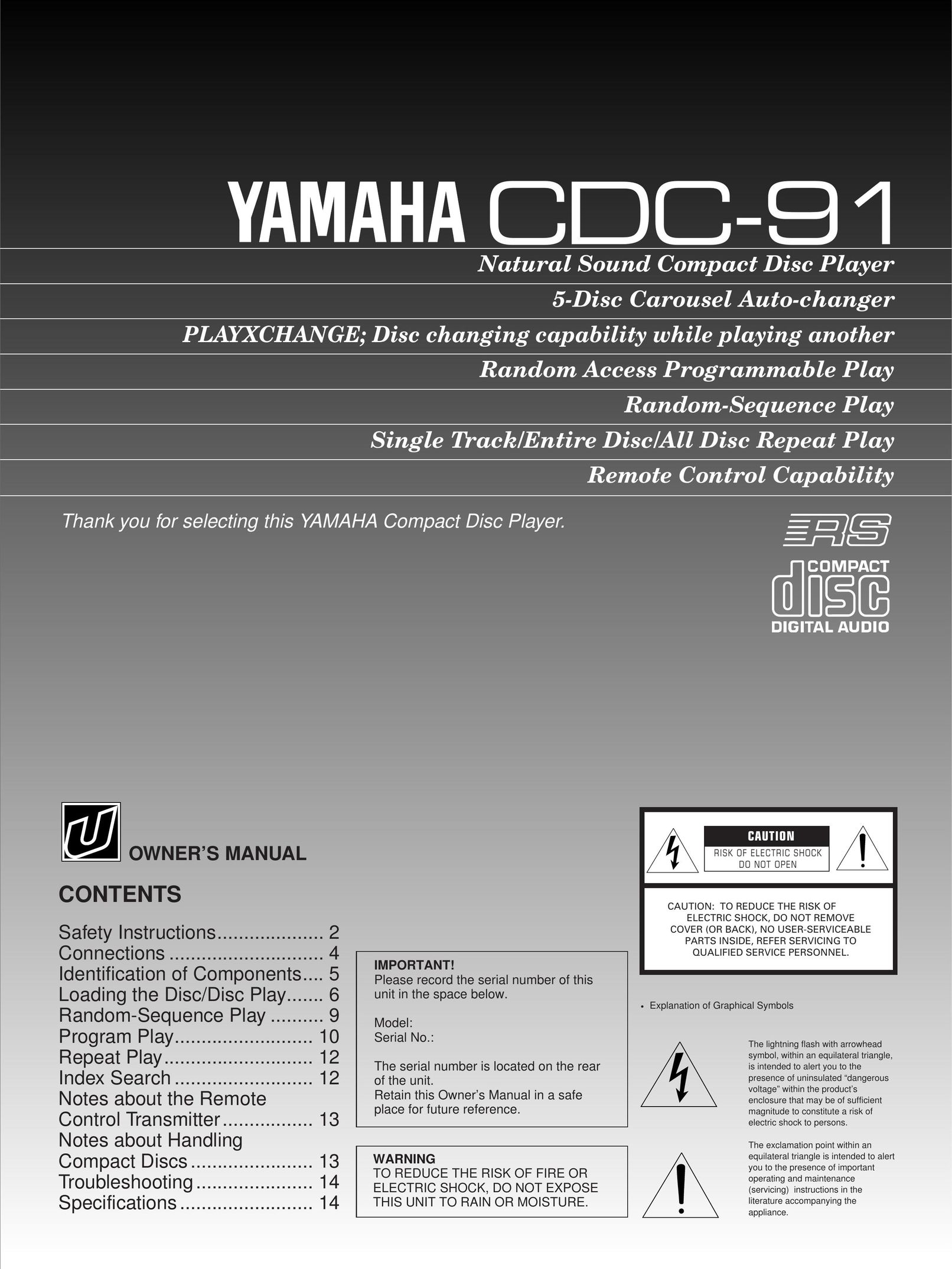 Yamaha CDC-91 CD Player User Manual