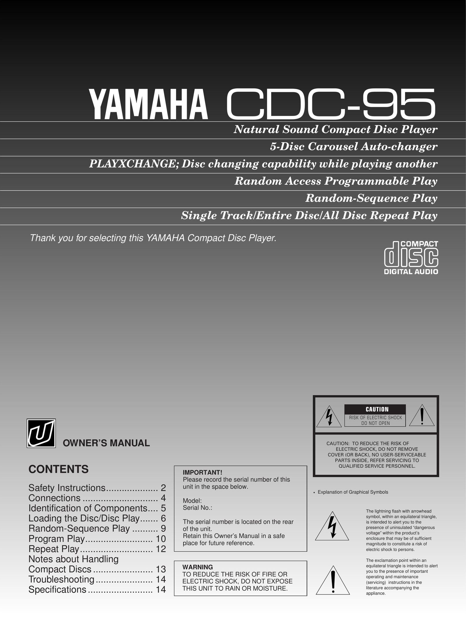 Yamaha CDC-95 CD Player User Manual