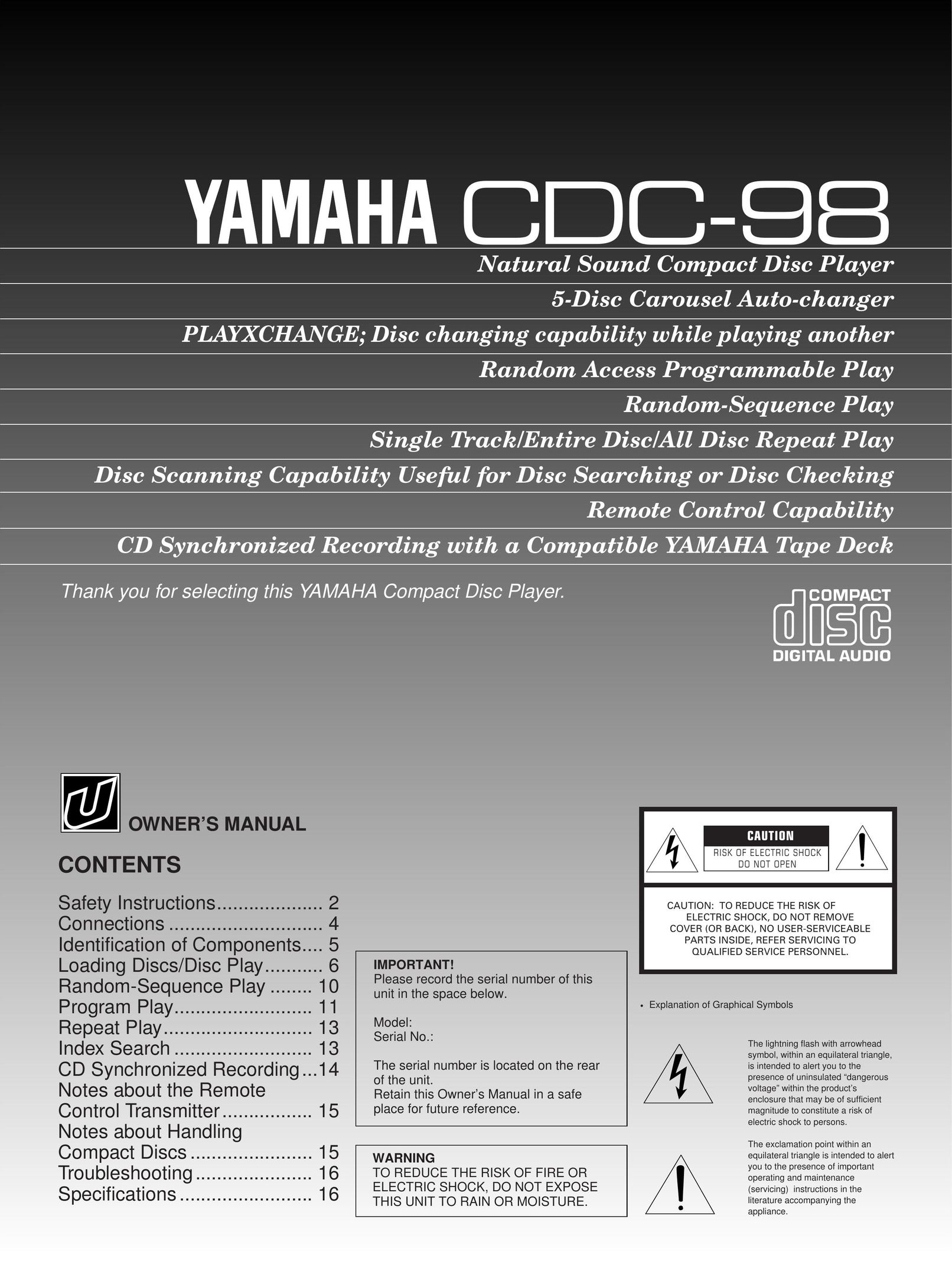 Yamaha CDC-98 CD Player User Manual