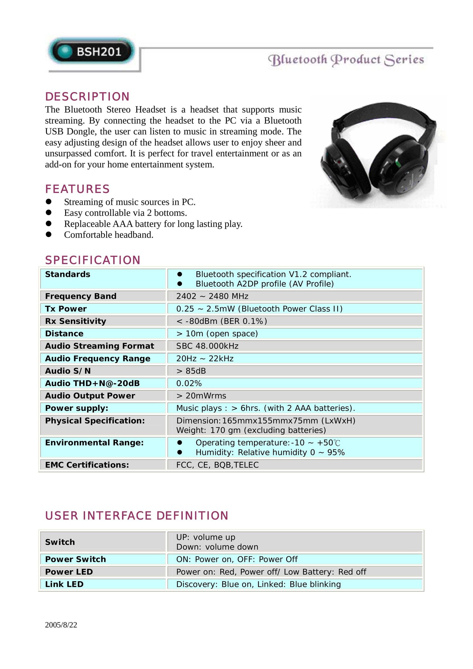Abocom BSH201 Headphones User Manual