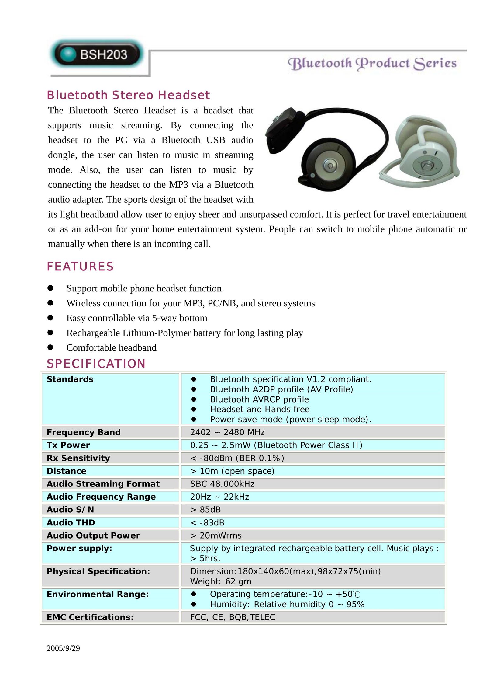 Abocom BSH203 Headphones User Manual