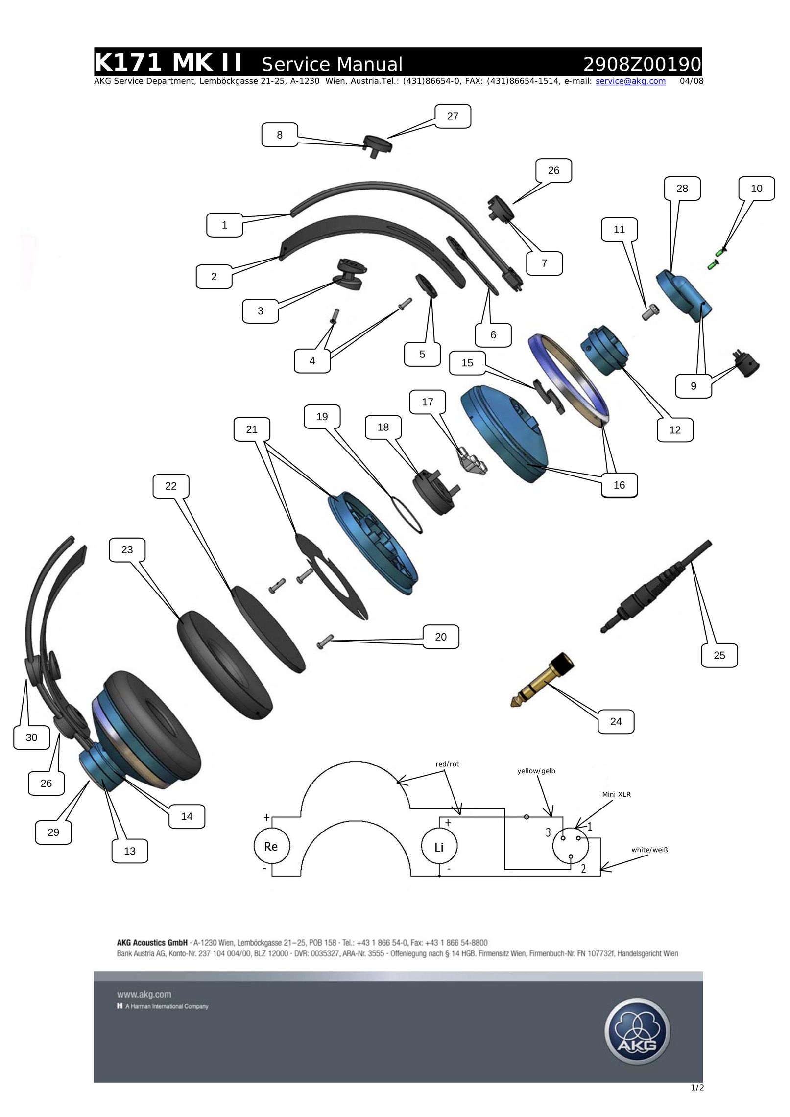 AKG Acoustics 2908Z00190 Headphones User Manual