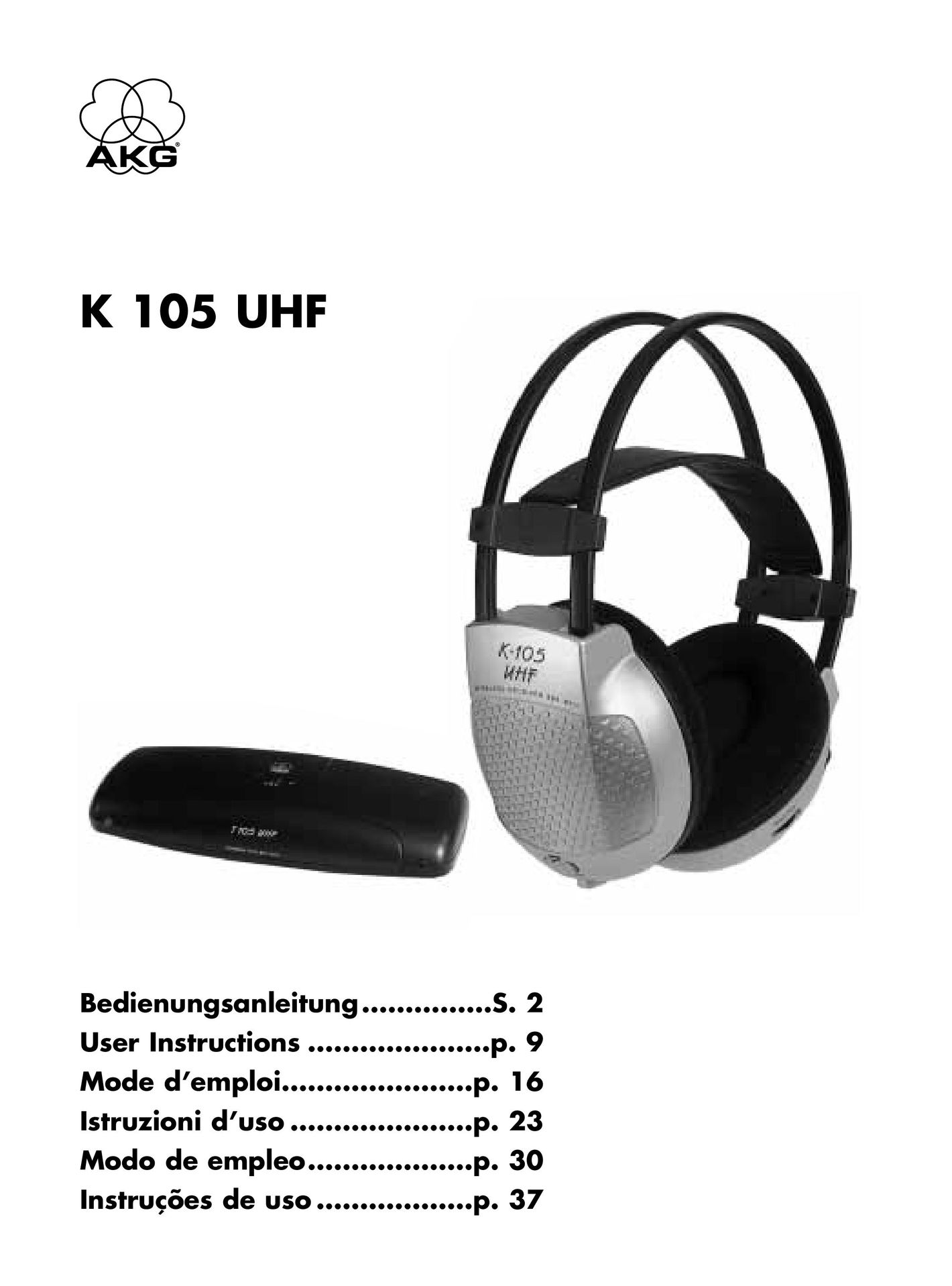 AKG Acoustics K 105 UHF Headphones User Manual