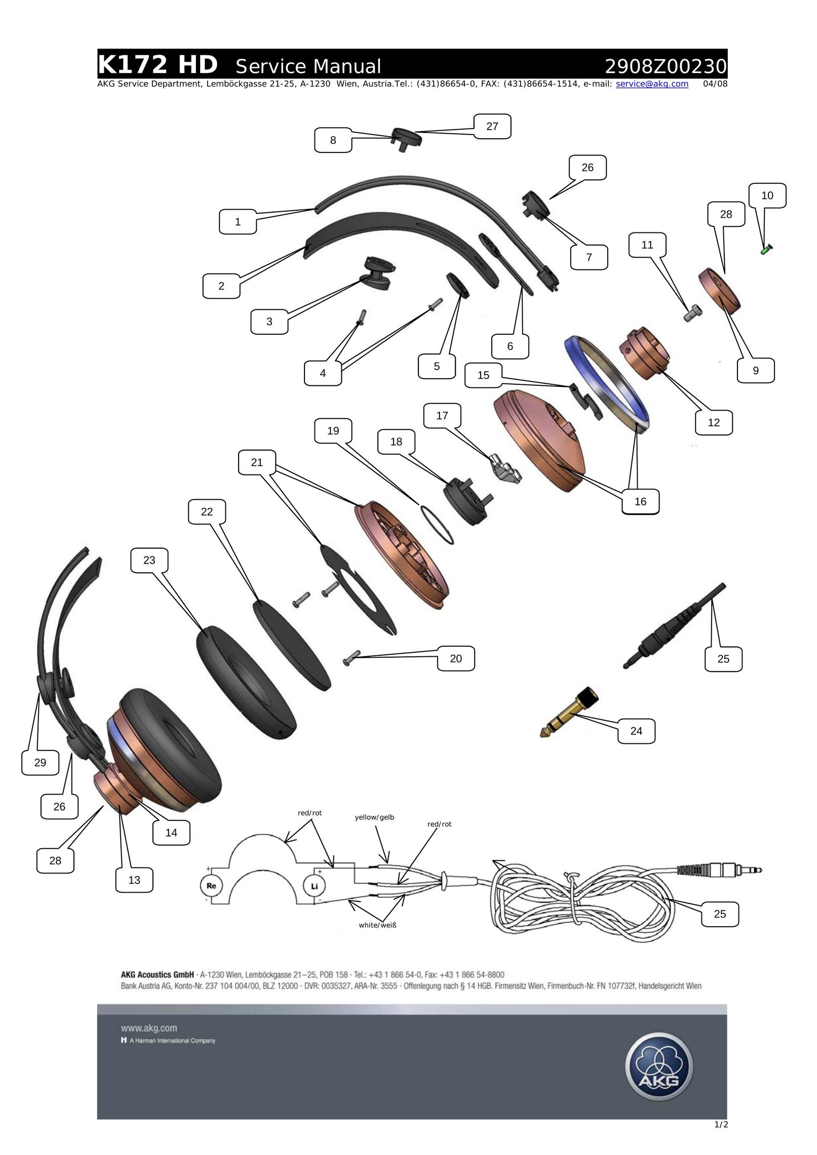AKG Acoustics K172 HD Headphones User Manual