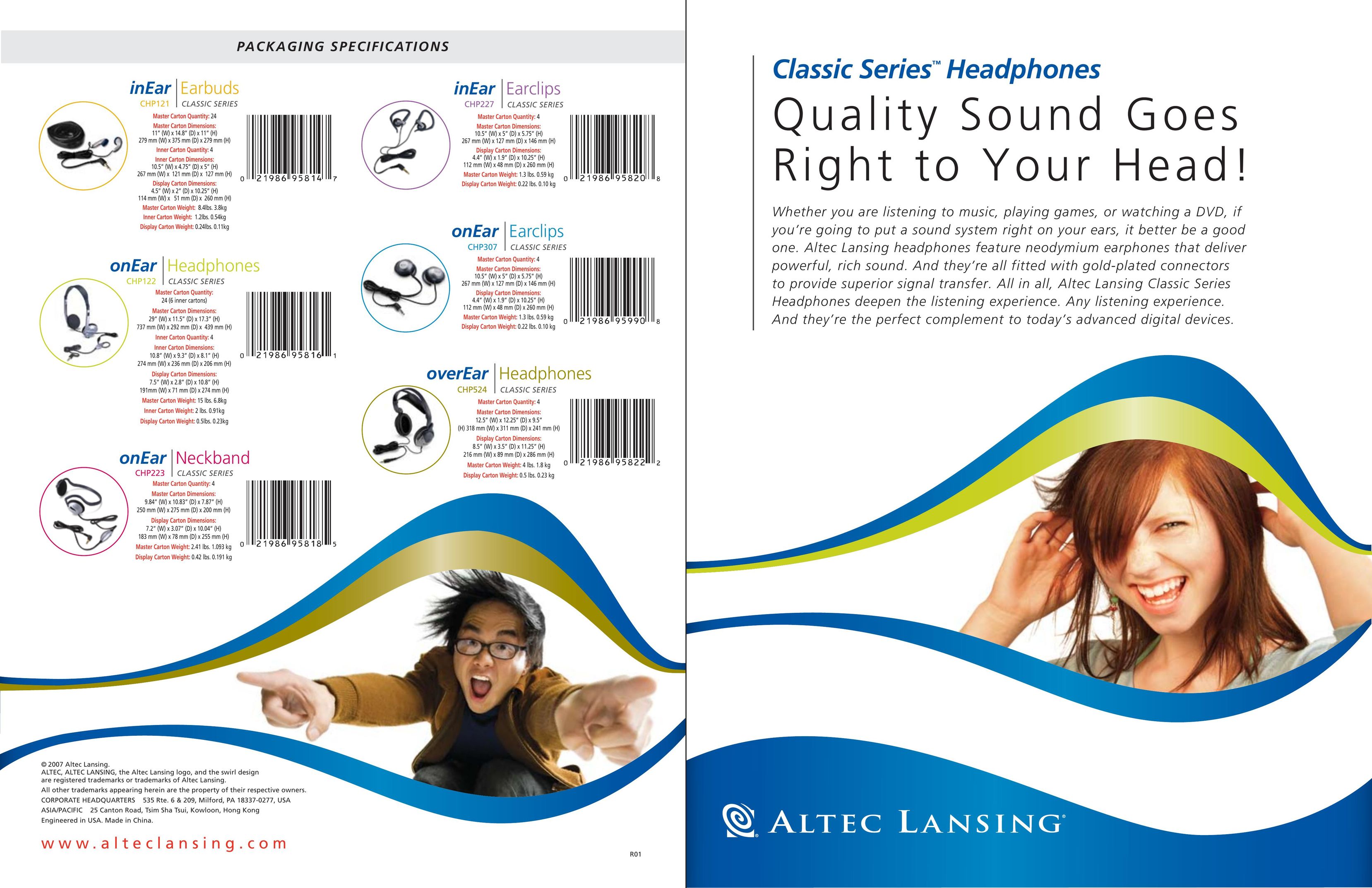 Altec Lansing CHP524 Headphones User Manual