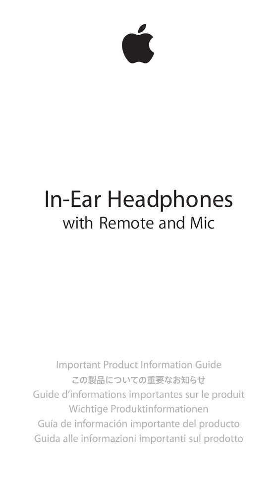 Apple In-Ear Headphones User Manual