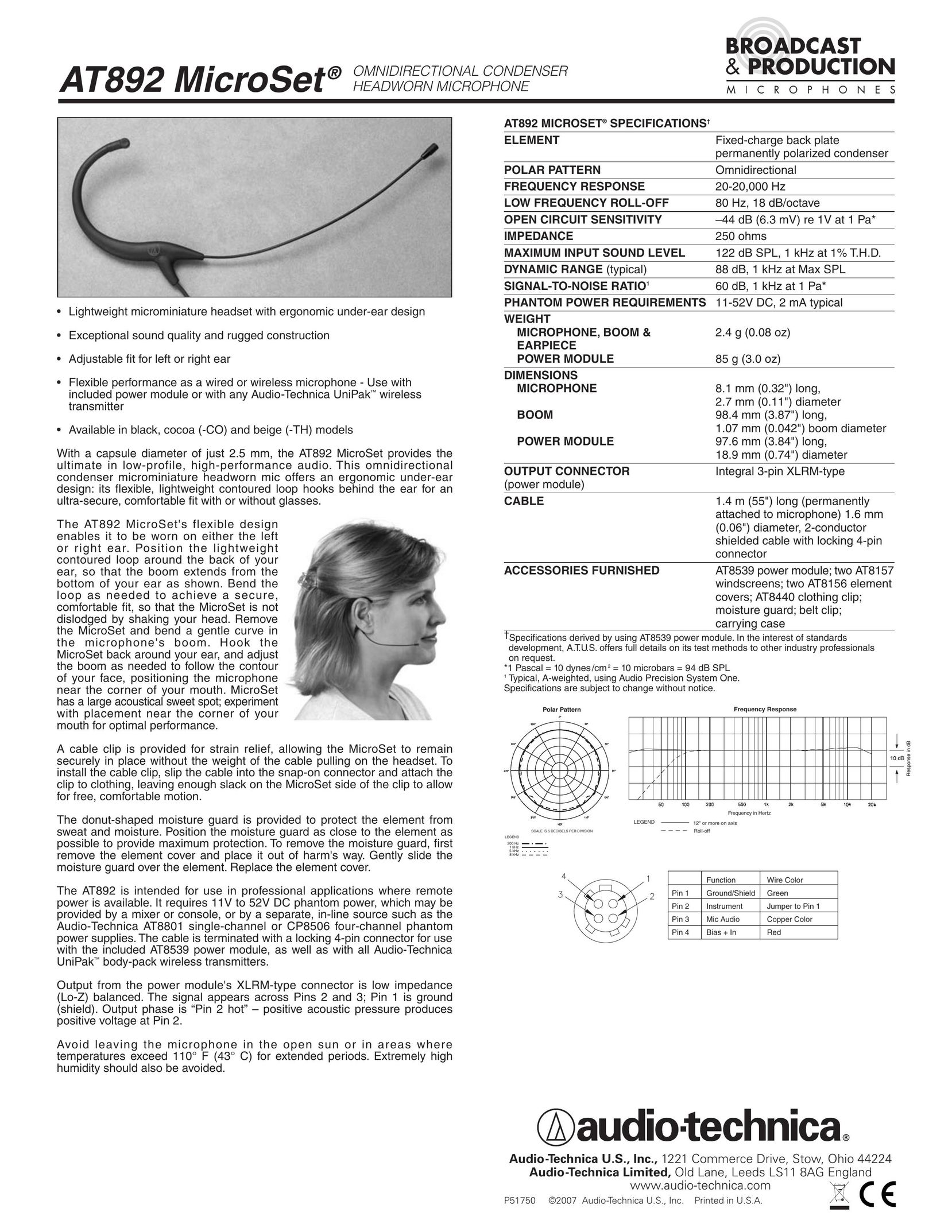 Audio-Technica AT892 Headphones User Manual