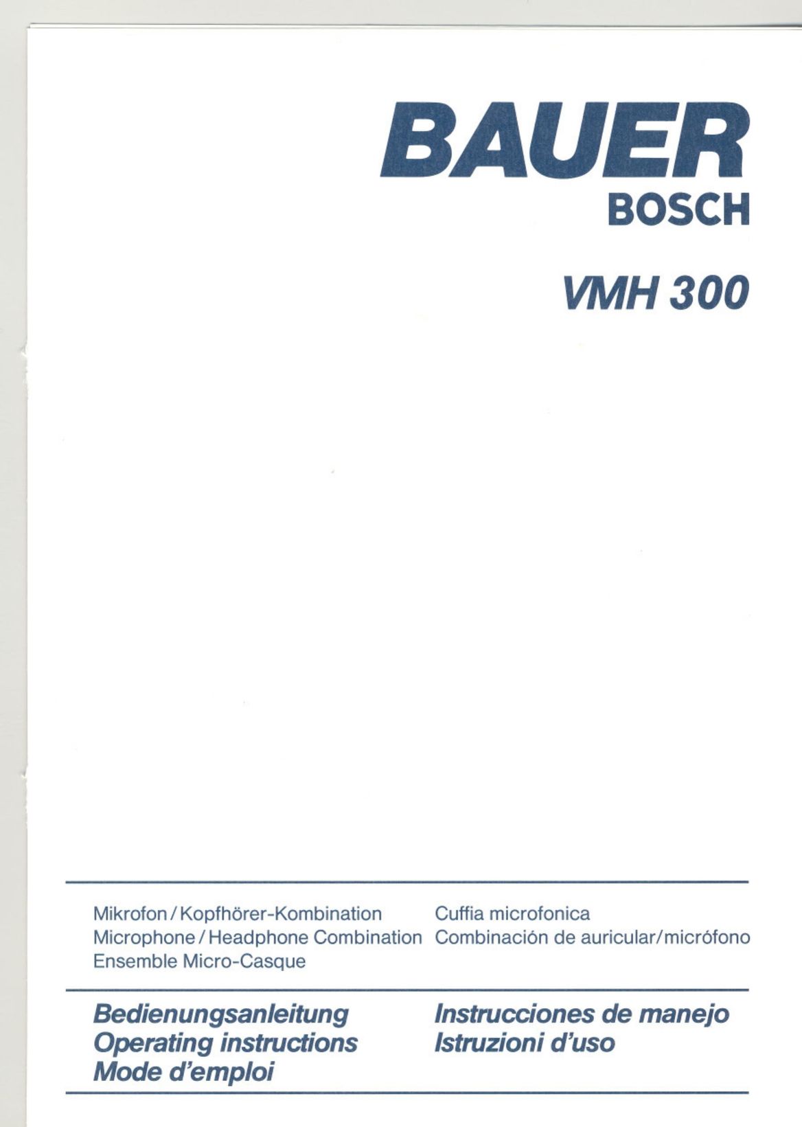 Bosch Appliances VMH 300 Headphones User Manual