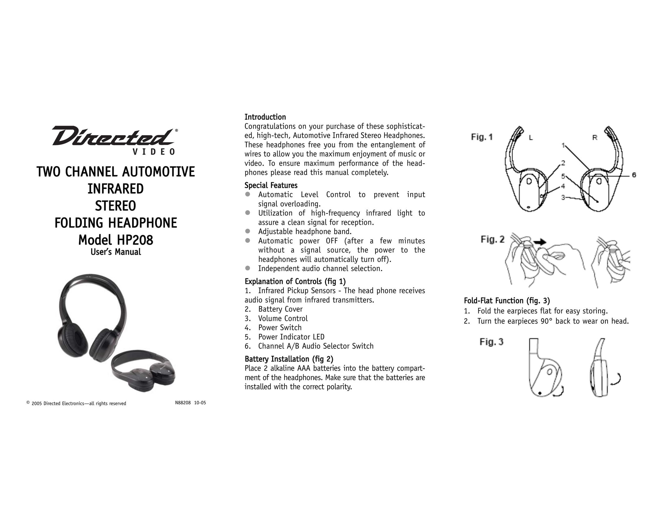 Directed Electronics N88208 Headphones User Manual