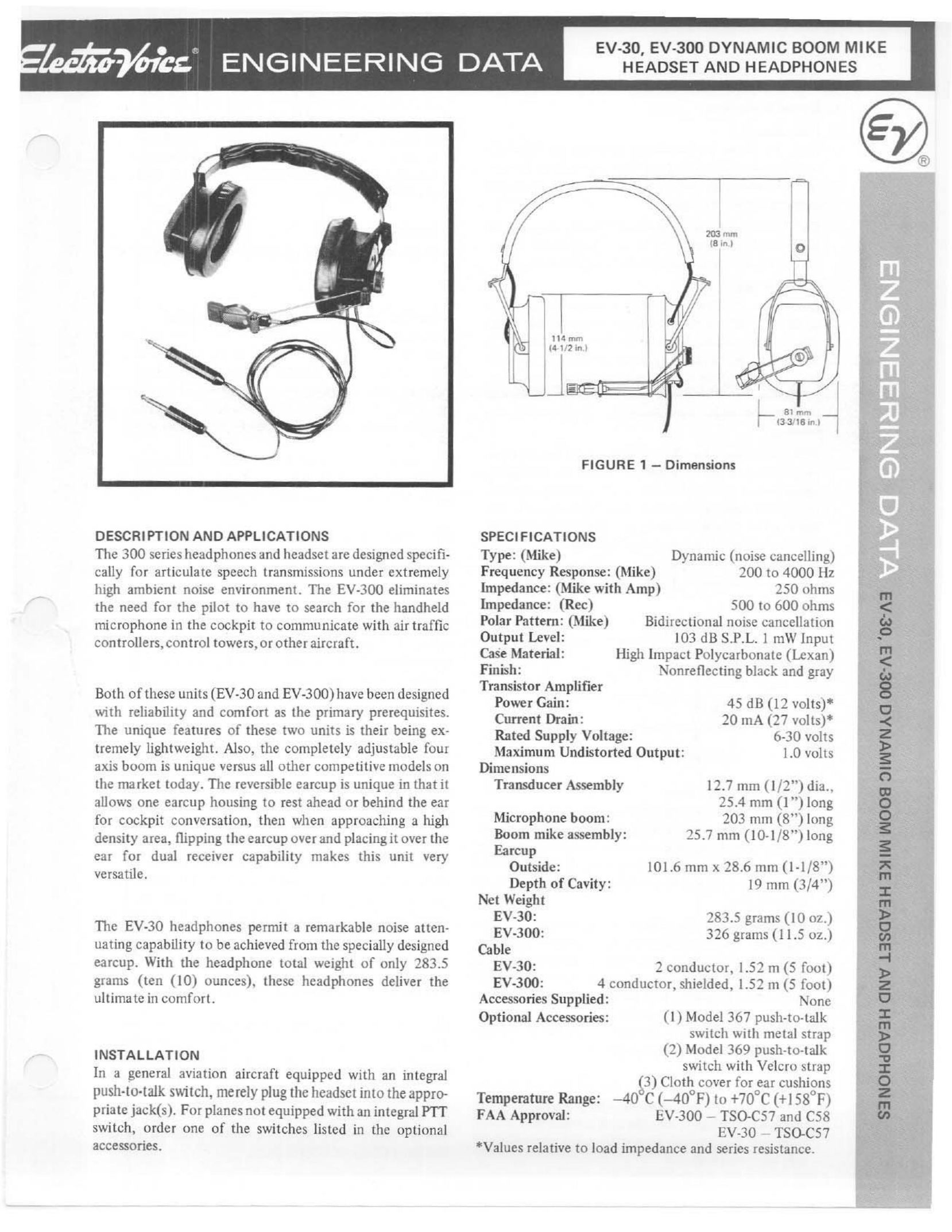 Electro-Voice EV-300 Headphones User Manual