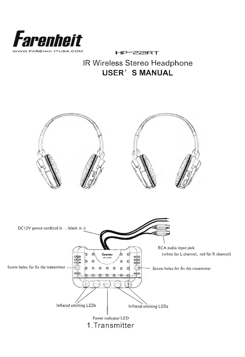 Farenheit Technologies HP-22IRT Headphones User Manual