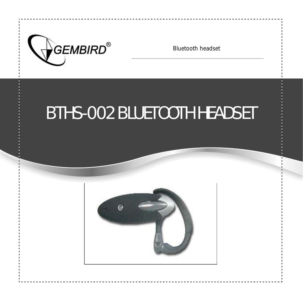 Gembird BTHS-002 Headphones User Manual