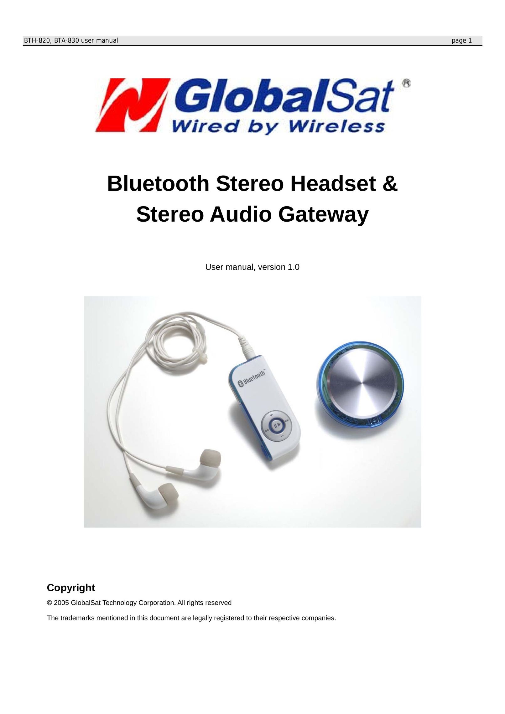 Globalsat Technology BTA-830 Headphones User Manual