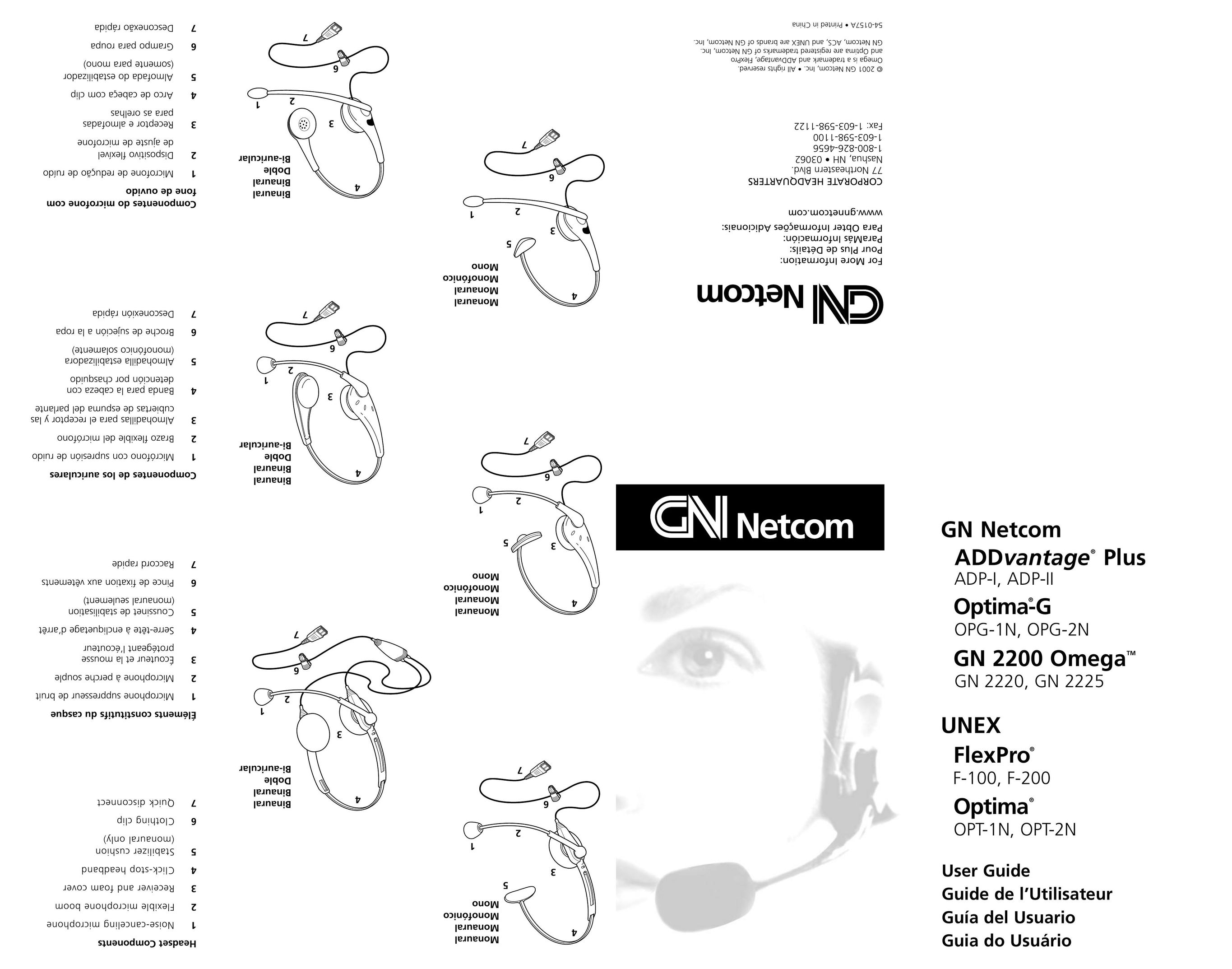 GN Netcom ADP-I, ADP-II, OPG-1N, OPG-2N, GN 2220, GN 2225, F-100, F-200, OPT-1N, OPT-2N Headphones User Manual