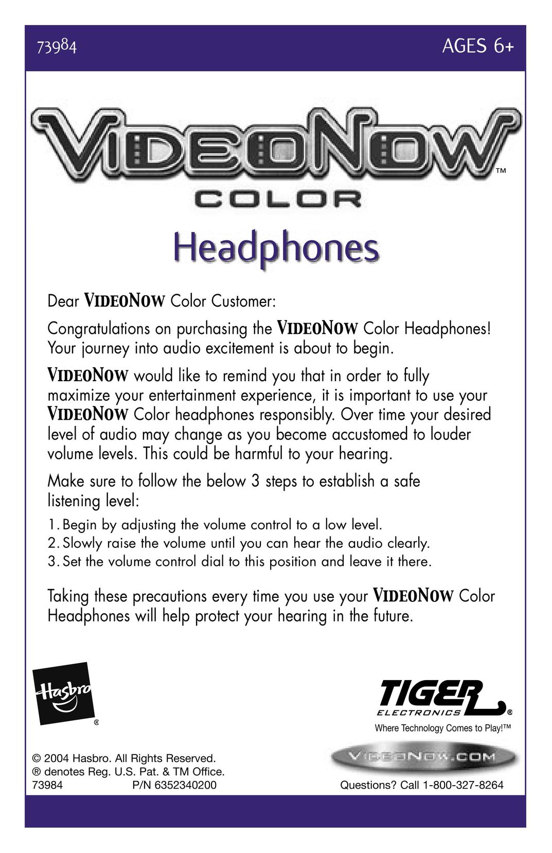 Hasbro 73984 Headphones User Manual