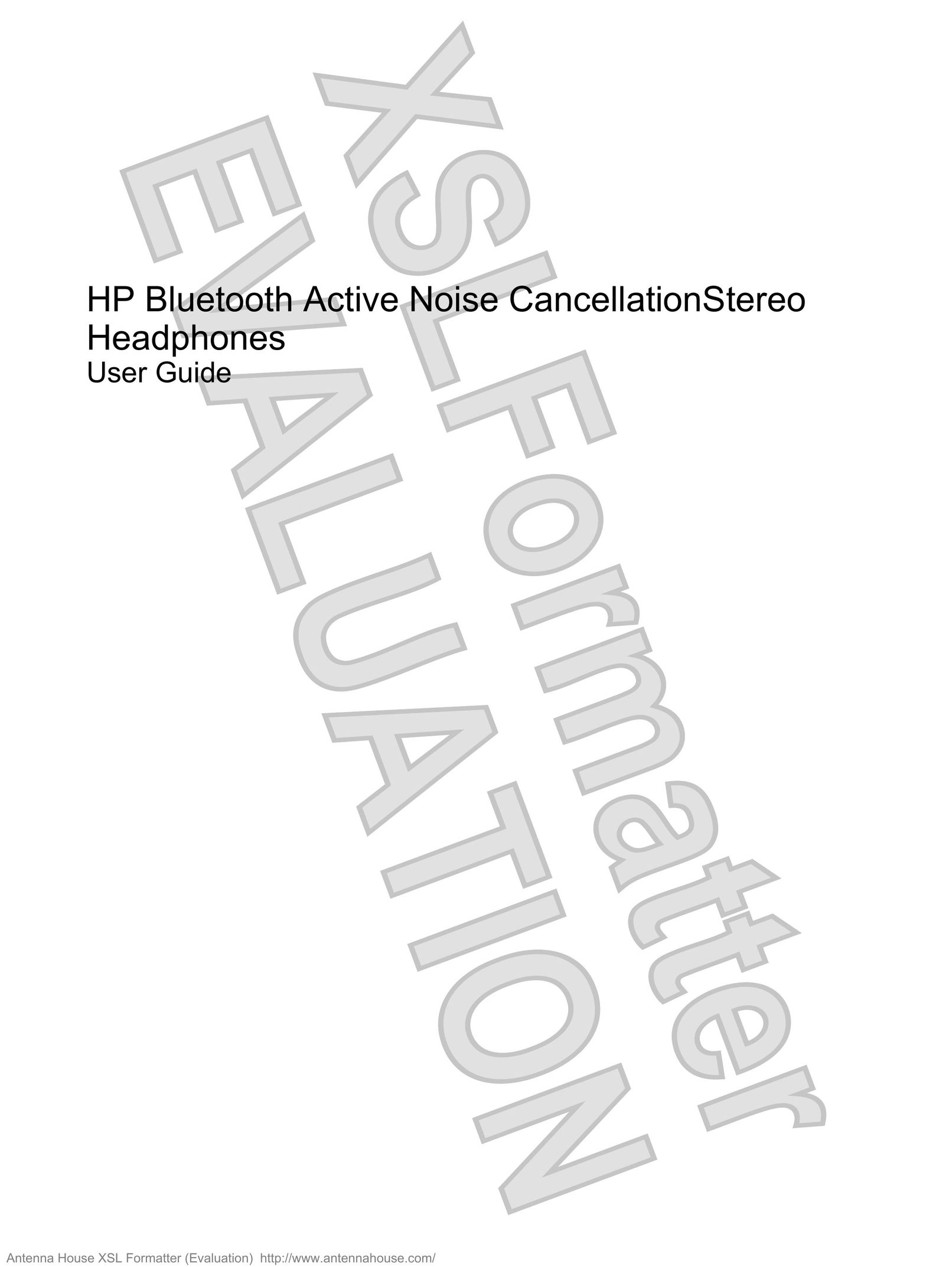 HP (Hewlett-Packard) Bluetooth Active Noise Cancellation Stereo Headphones Headphones User Manual