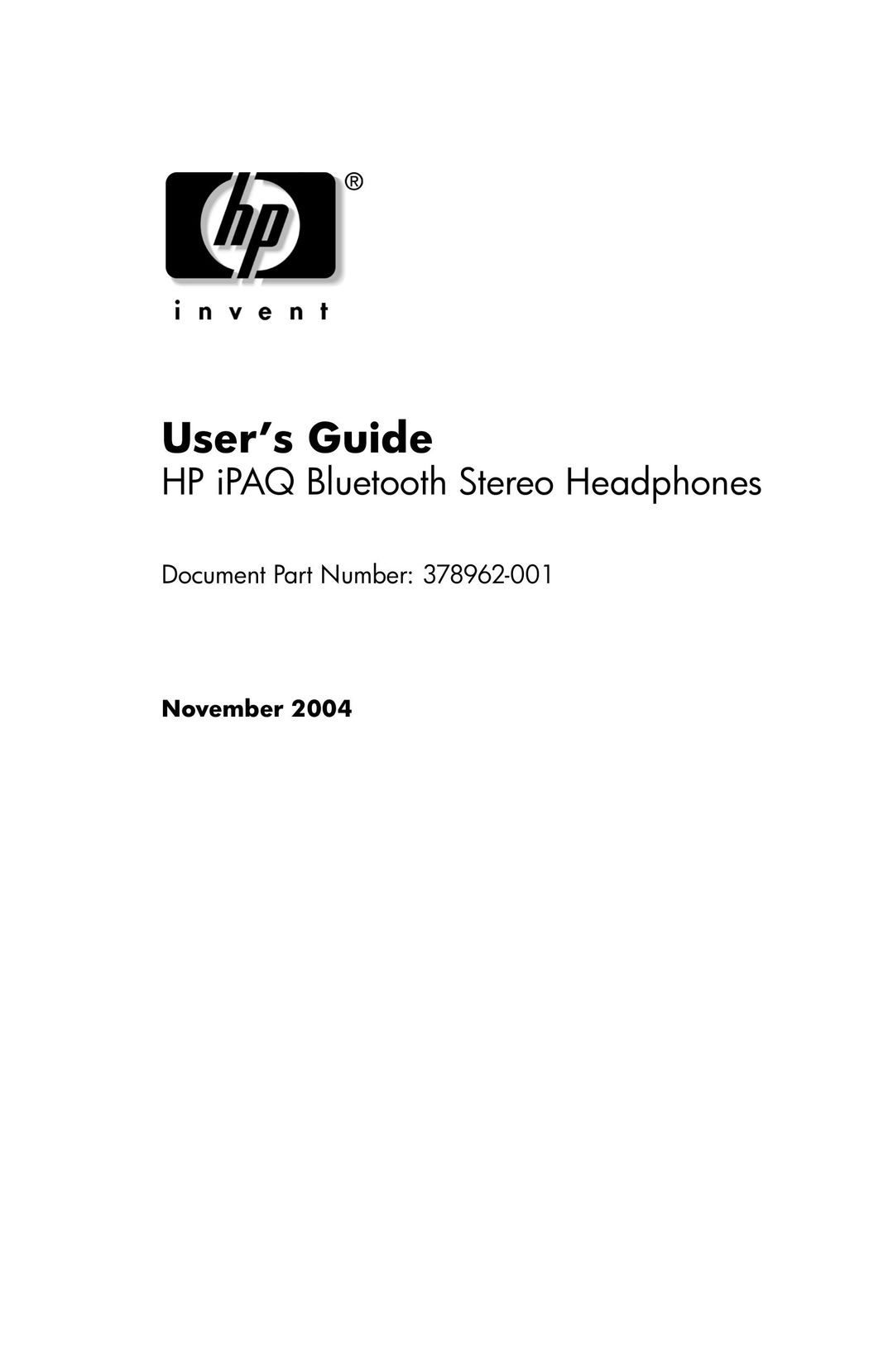 HP (Hewlett-Packard) HP Bluetooth Stereo Headphones Headphones User Manual