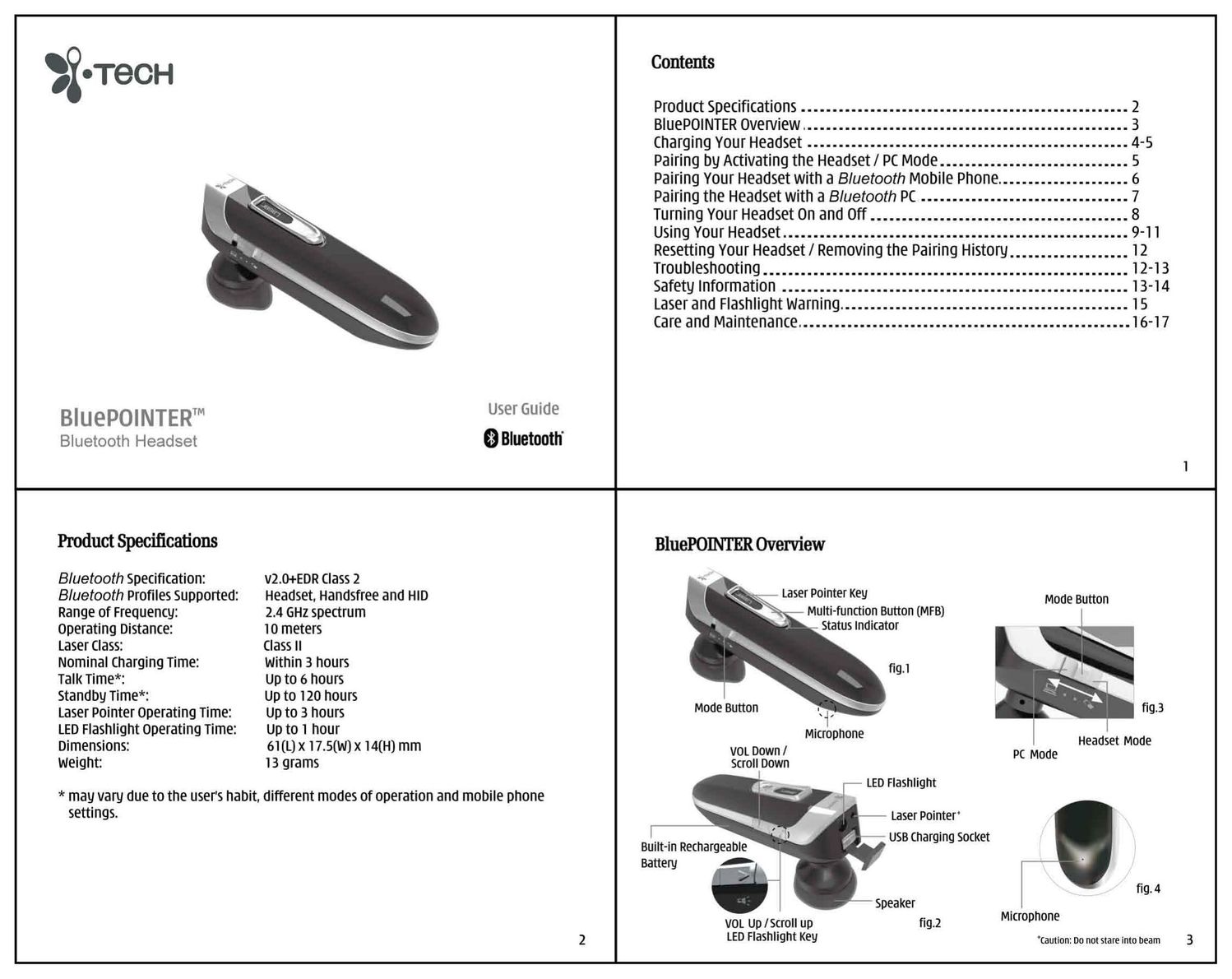 i. Tech Dynamic BluePointer Headphones User Manual