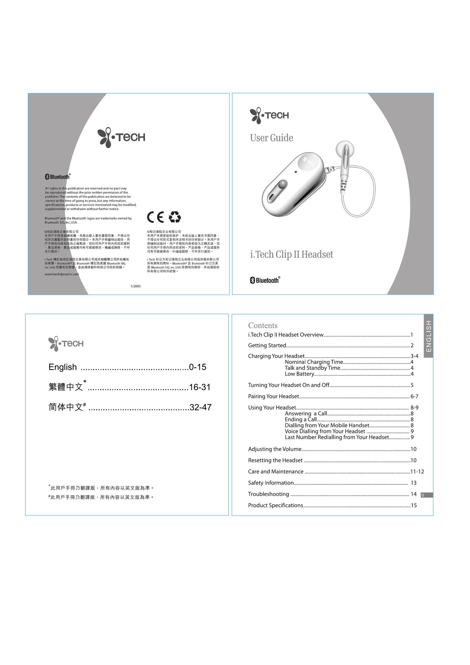 i. Tech Dynamic Clip II Headphones User Manual