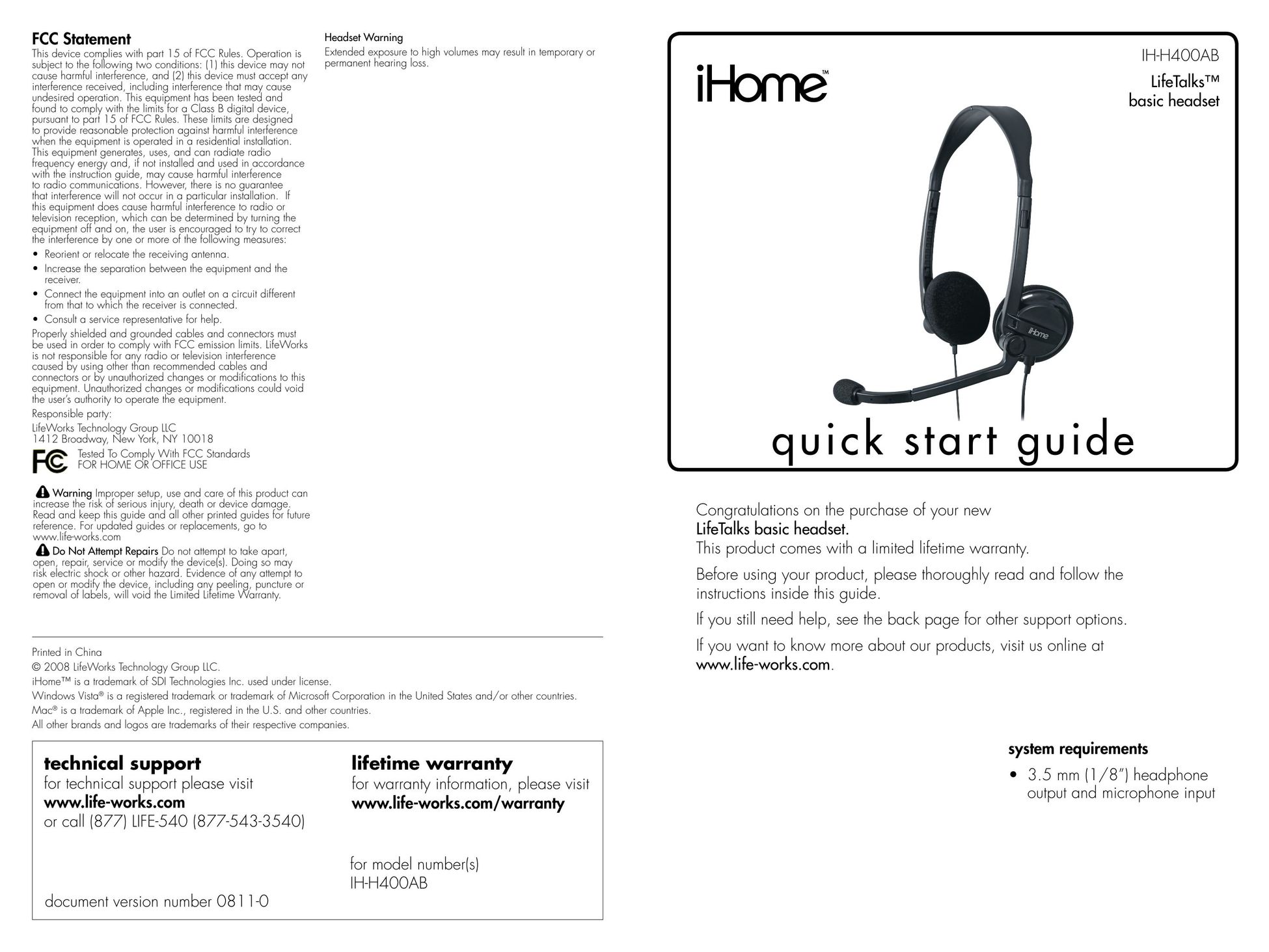 iHome IH-H400AB Headphones User Manual