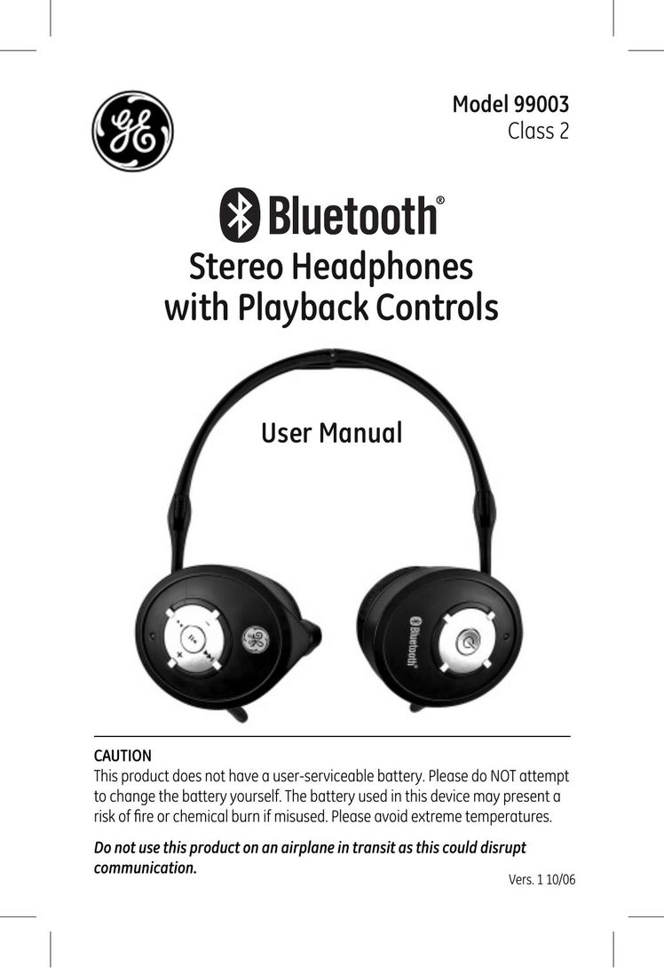 Jasco 99003 Headphones User Manual
